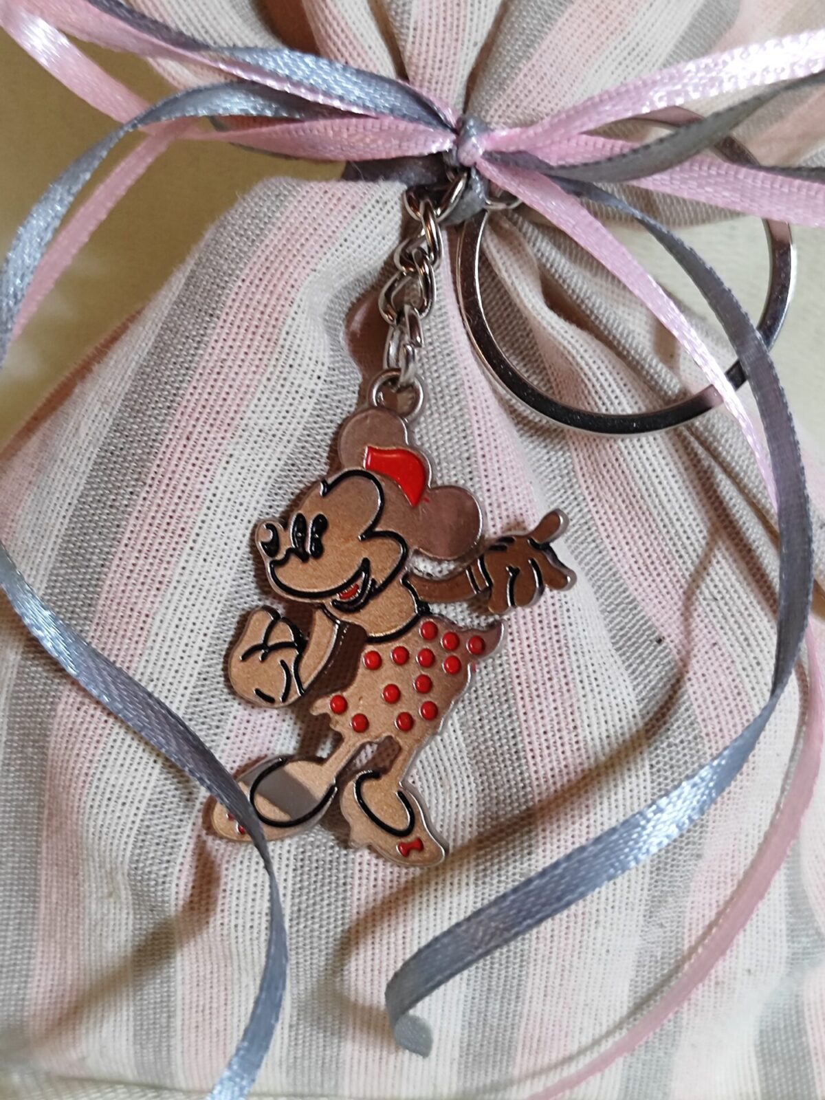 Mπομπονιερα Βαπτισης Πουγκι Ριγε Minnie Μπρελοκ