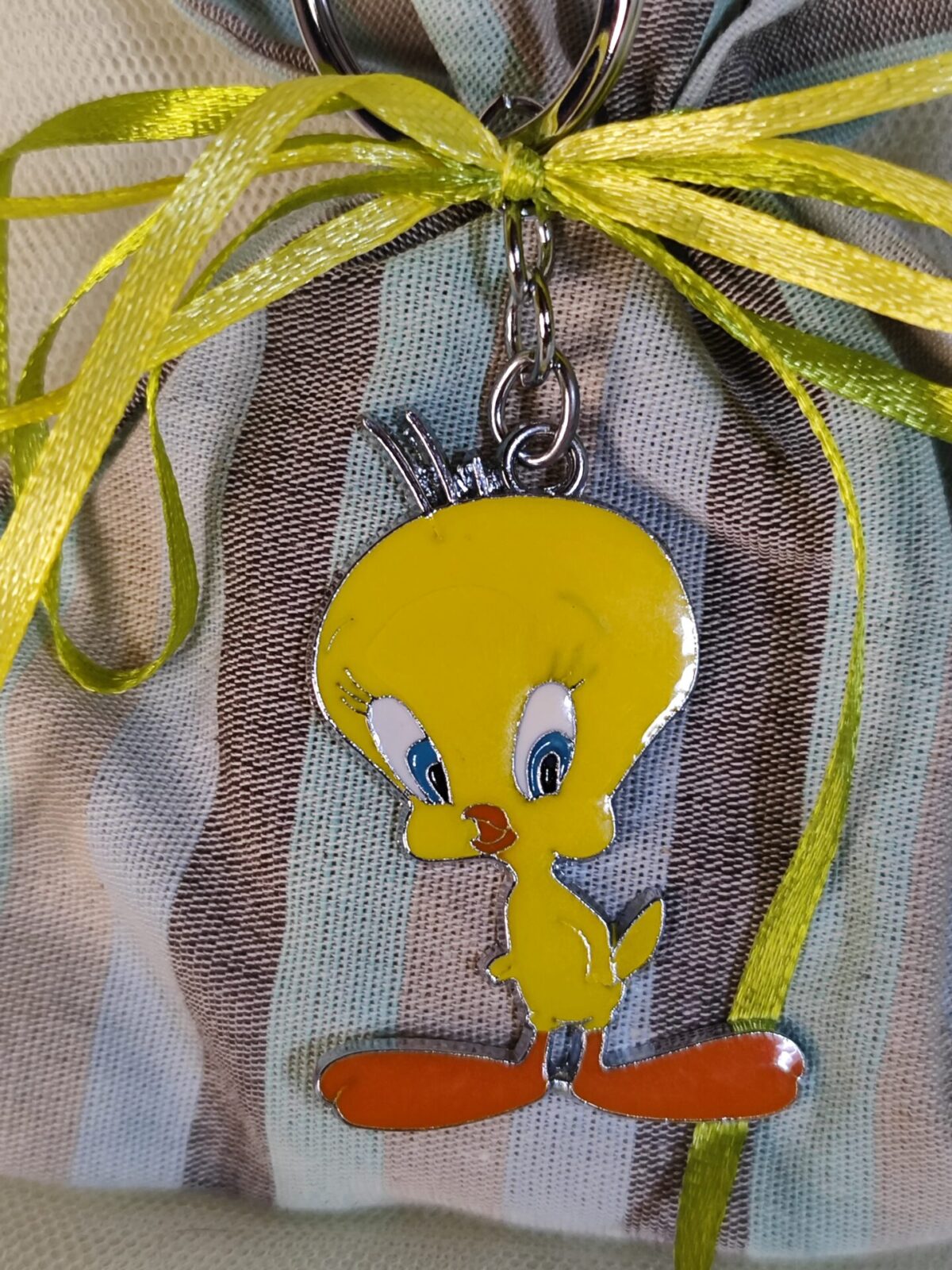 Mπομπονιερα Βαπτισης Πουγκι Ριγε Tweety Μπρελοκ