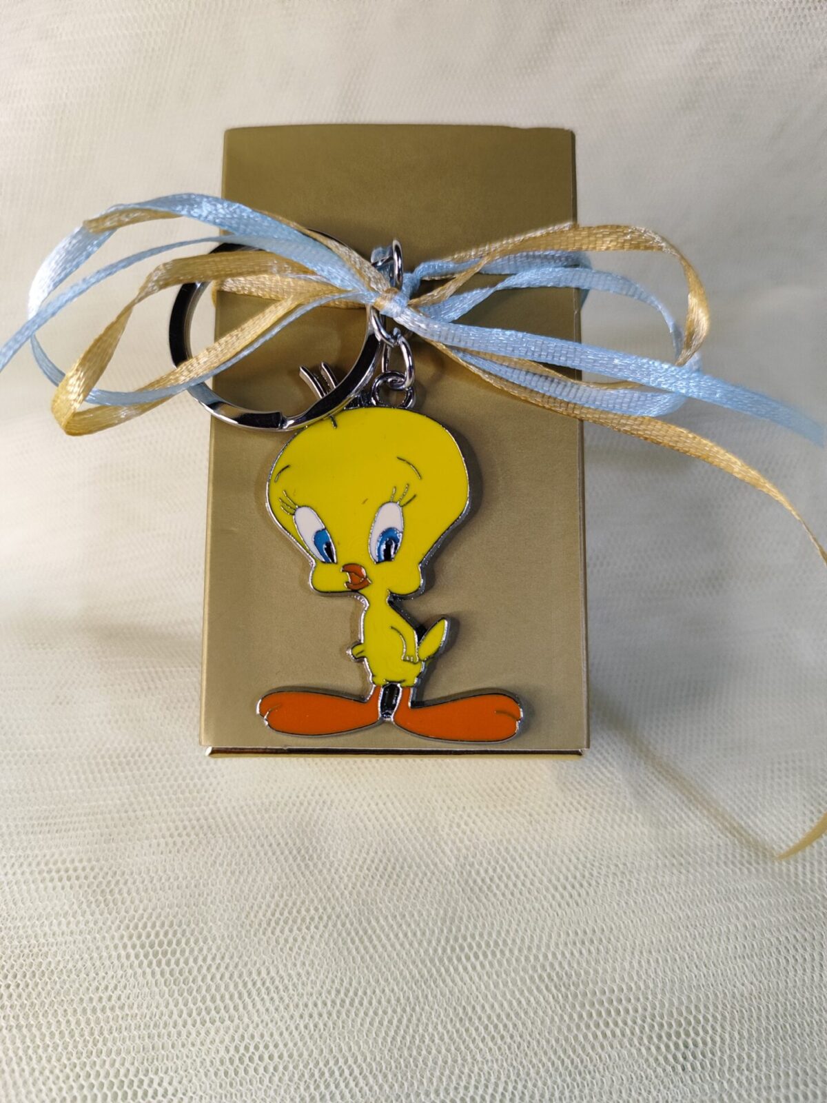 Mπομπονιερα Βαπτισης Κουτακι Χρυσο Tweety Μπρελοκ