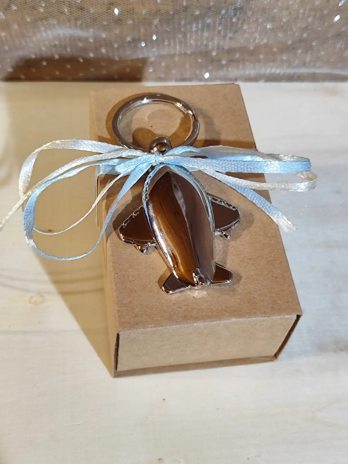 Mπομπονιερα Βαπτισης Κουτακι Craft Αεροπλανακι Μπρελοκ