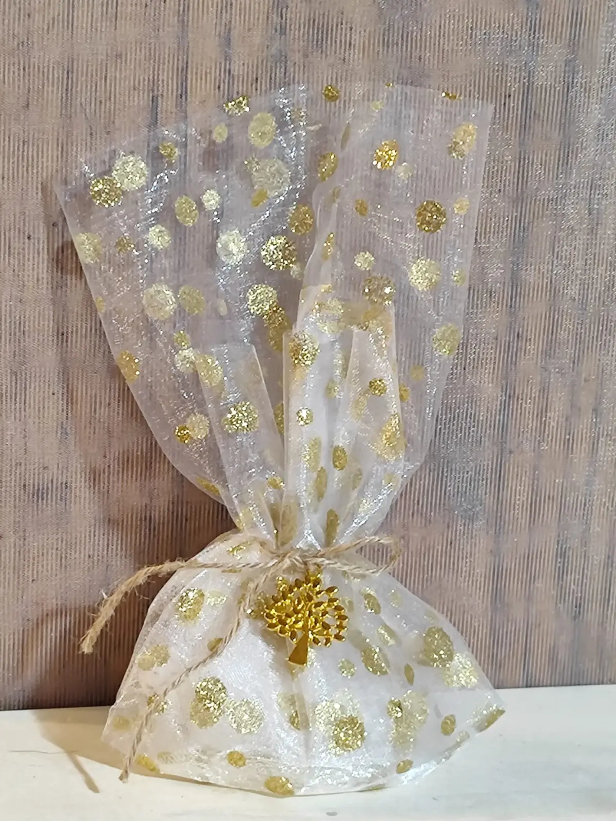 Mπομπονιερα Γαμου Μαντηλι Πουα Glitter+Δεντρο Ζωης