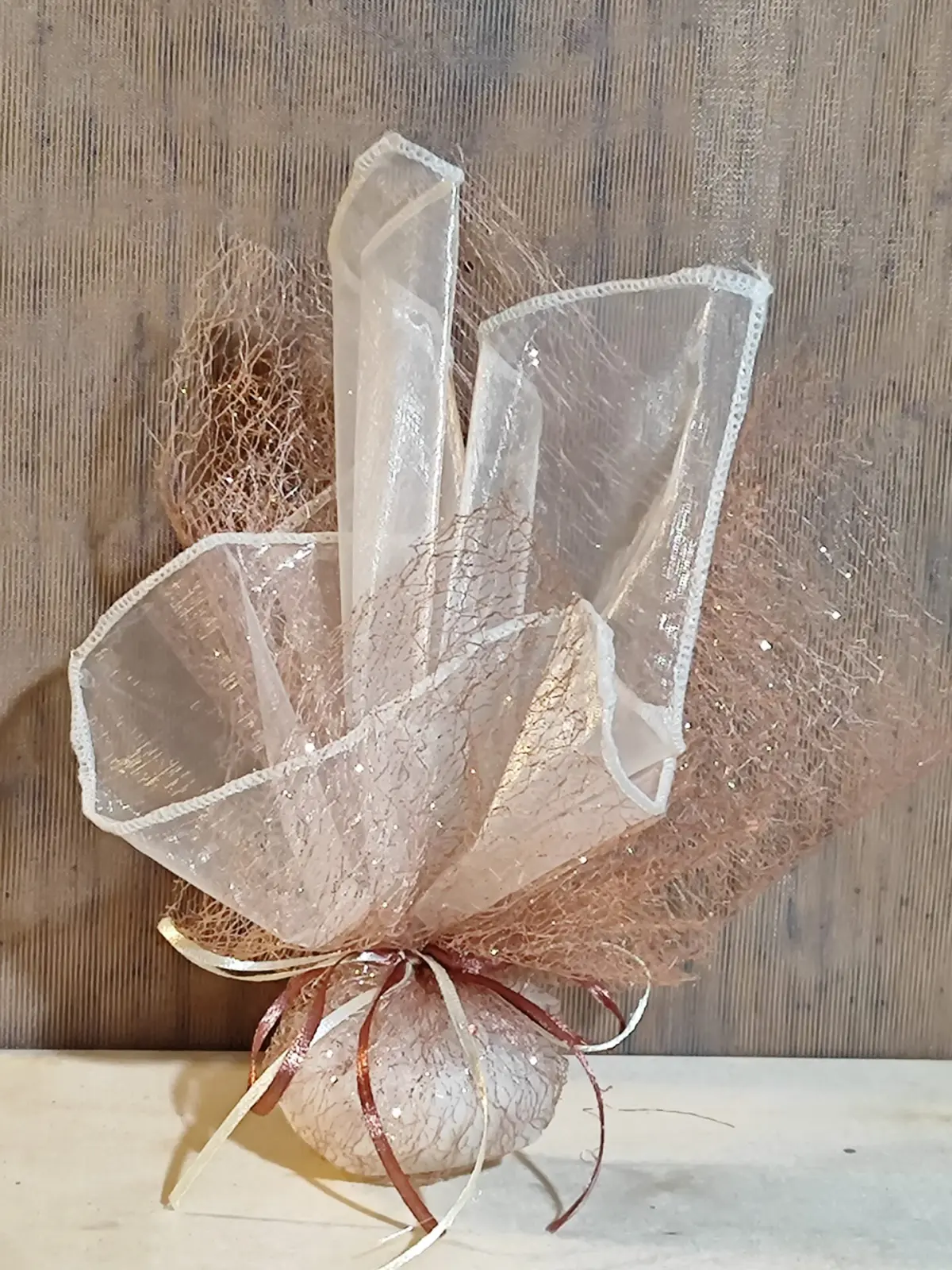 Mπομπονιερα Γαμου Μαντηλι Αραχνη Glitter + Μαντηλι Οργαντινα Με Τελειωμα