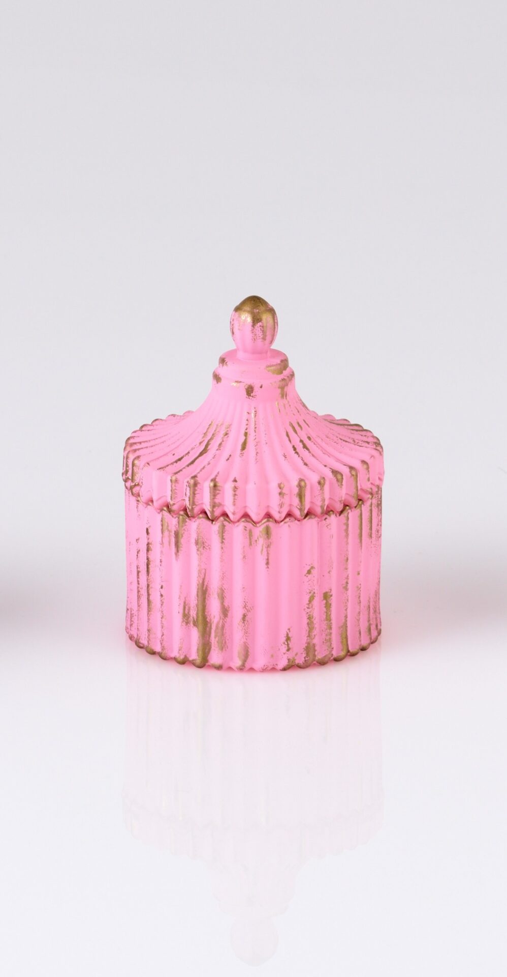 Mπομπονιερα Γυαλινη Φοντανιερα Ροζ Με Παλαιωση