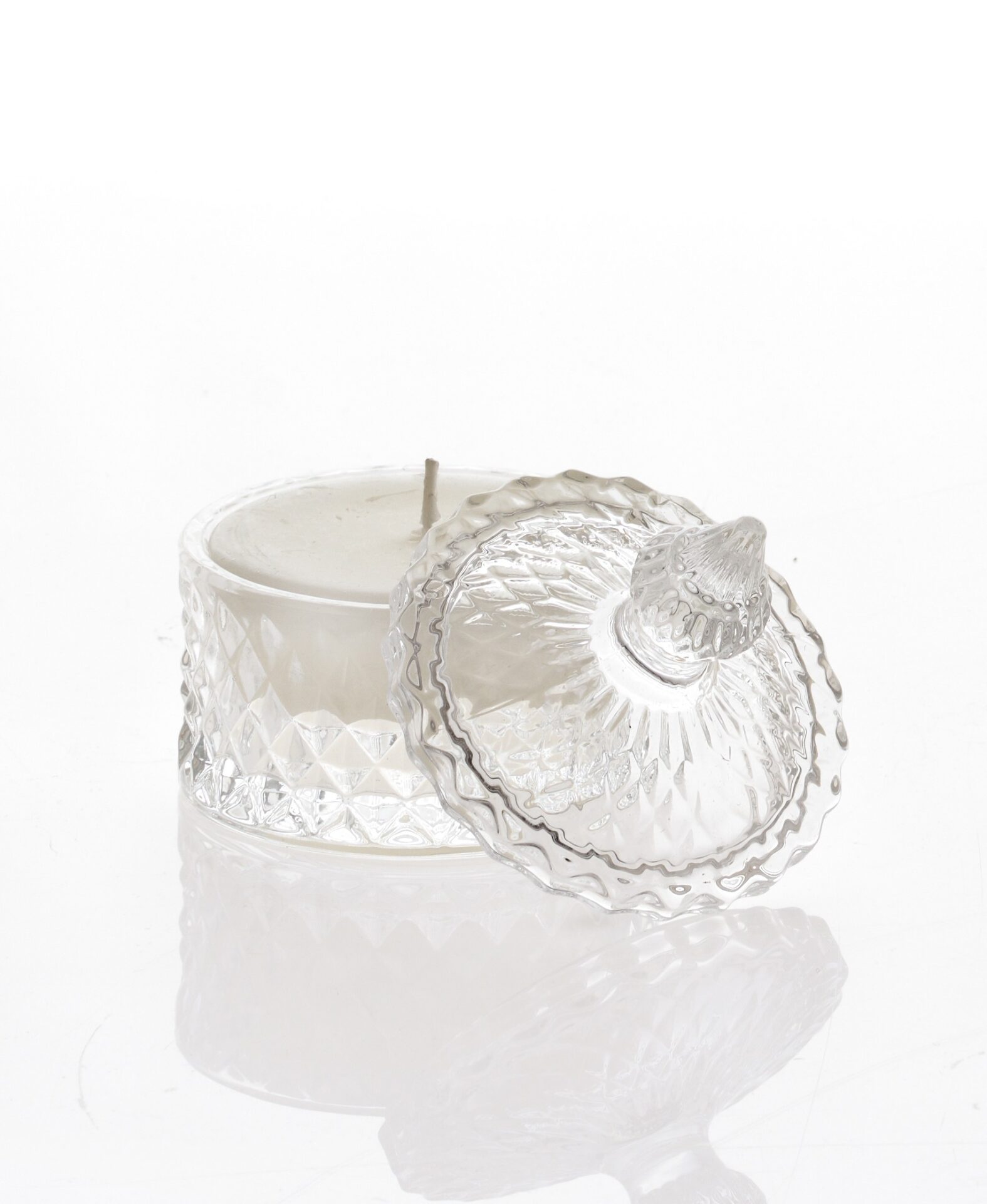 Mπομπονιερα Γυαλινη Φοντανιερα Με Κερι 