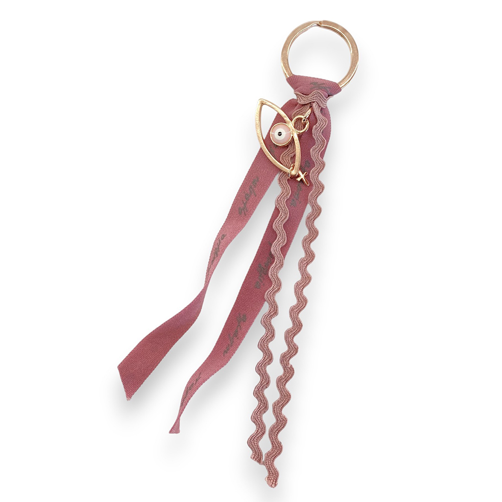 Mπομπονιερα Βαπτισης Σταυρος-Ματακι Μπρελόκ+Κορδελα Με Ευχες