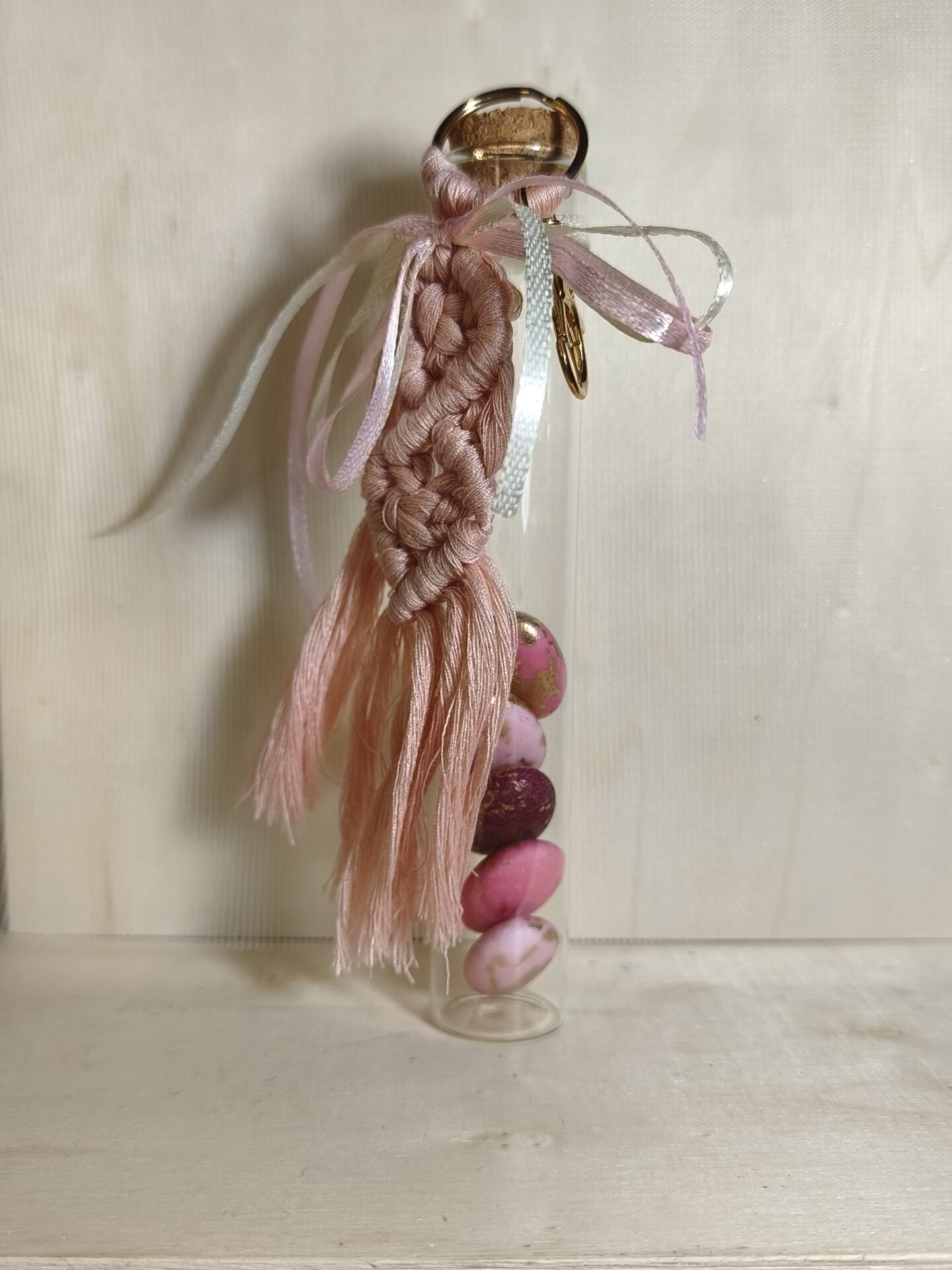 Mπομπονιερα Βαπτισης Δοκιμαστικος Σωληνας+Μακραμε Μπρελοκ