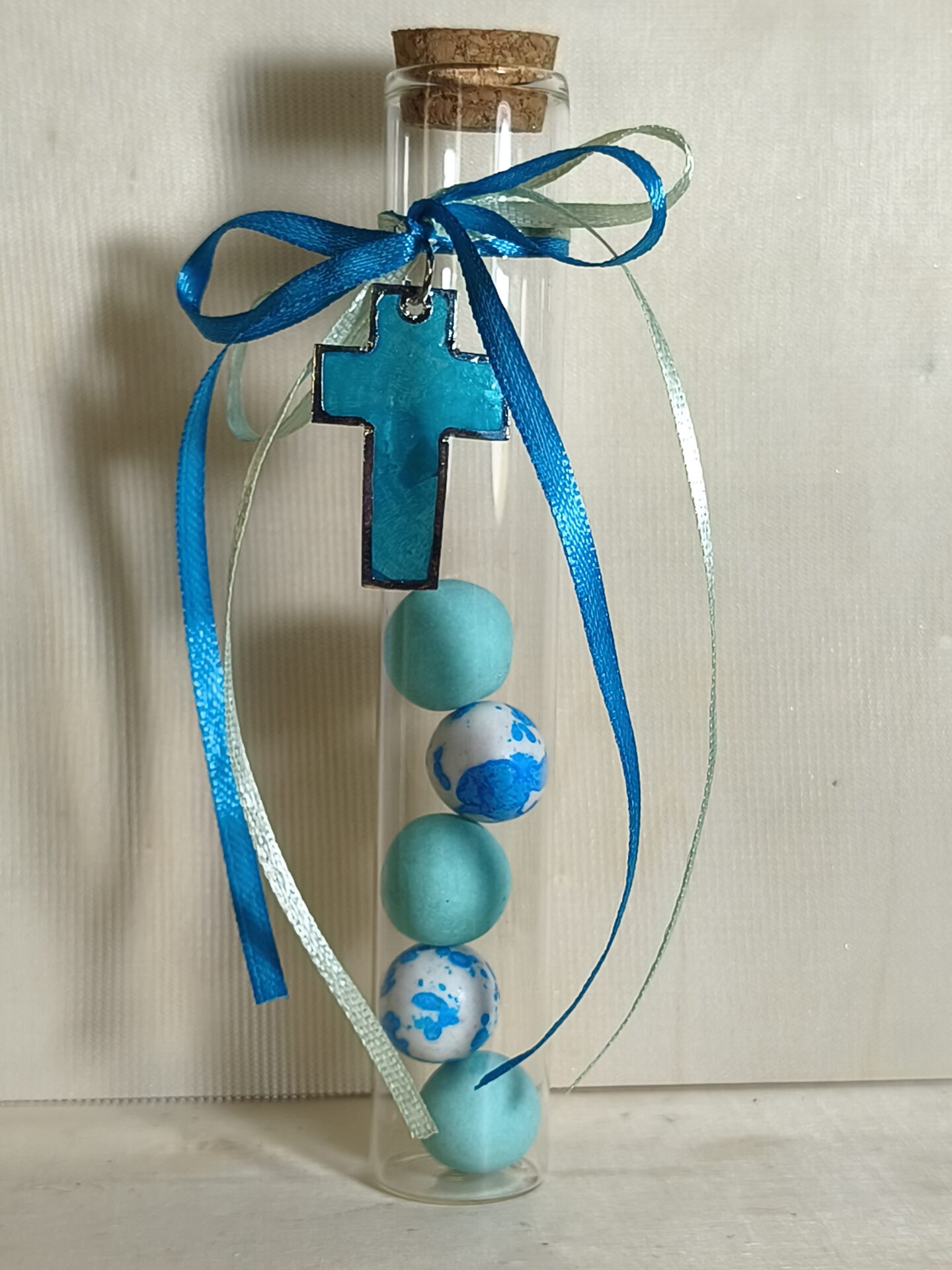 Mπομπονιερα Βαπτισης Δοκιμαστικος Σωληνας+Σταυρος Φιλντισι