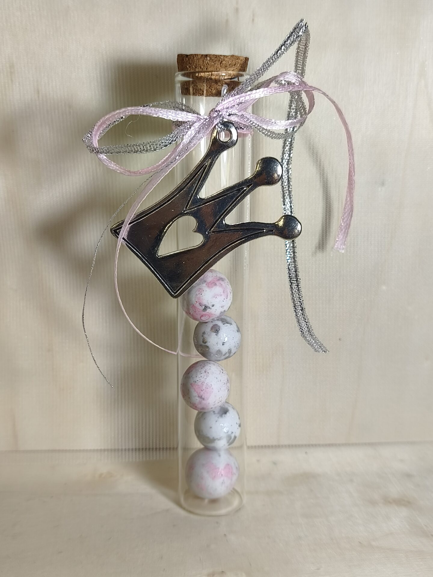 Mπομπονιερα Βαπτισης Δοκιμαστικος Σωληνας+Κορωνα Καρδια