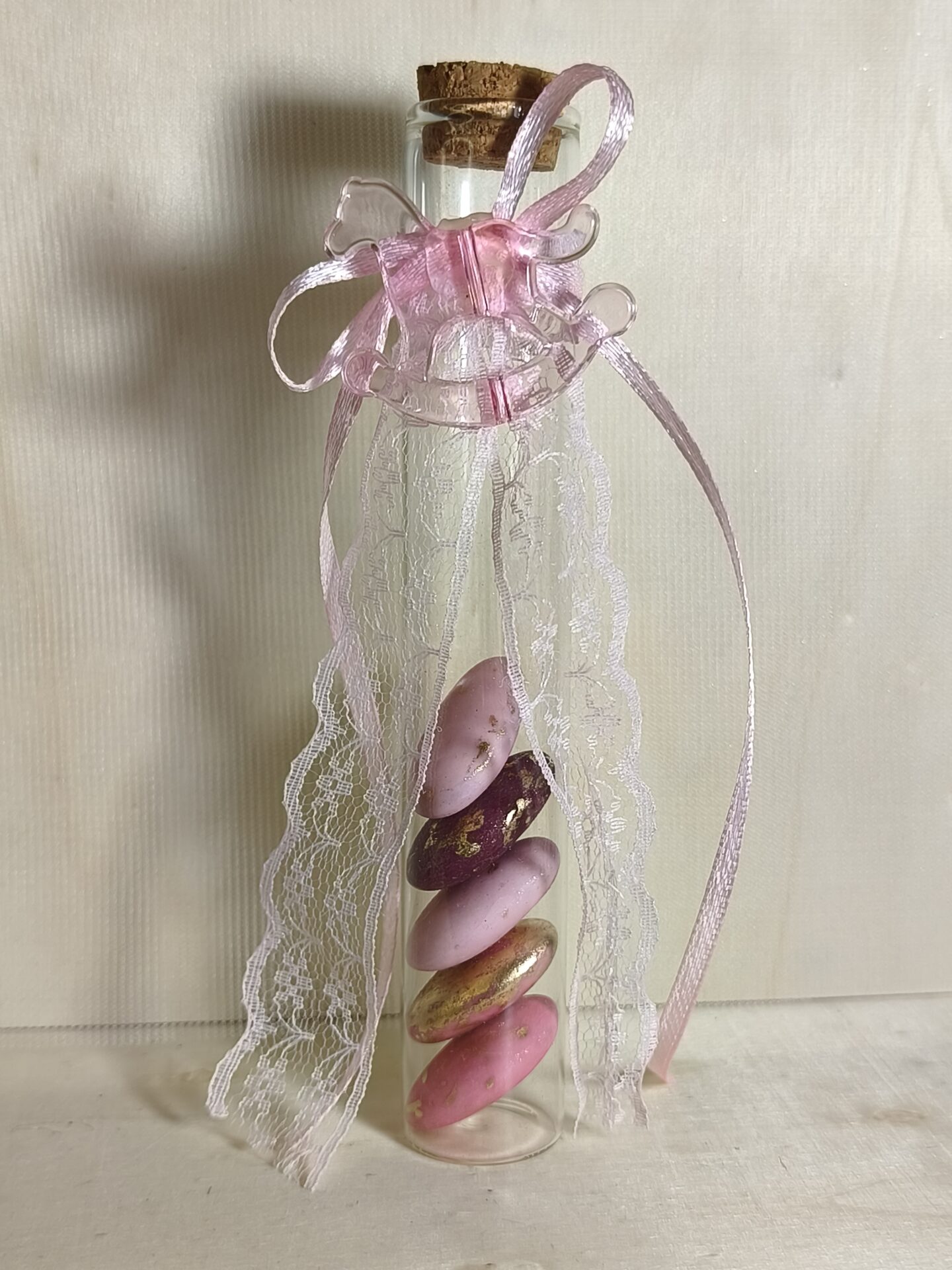 Mπομπονιερα Βαπτισης Δοκιμαστικος Σωληνας +Αλογακι Με Δαντελα