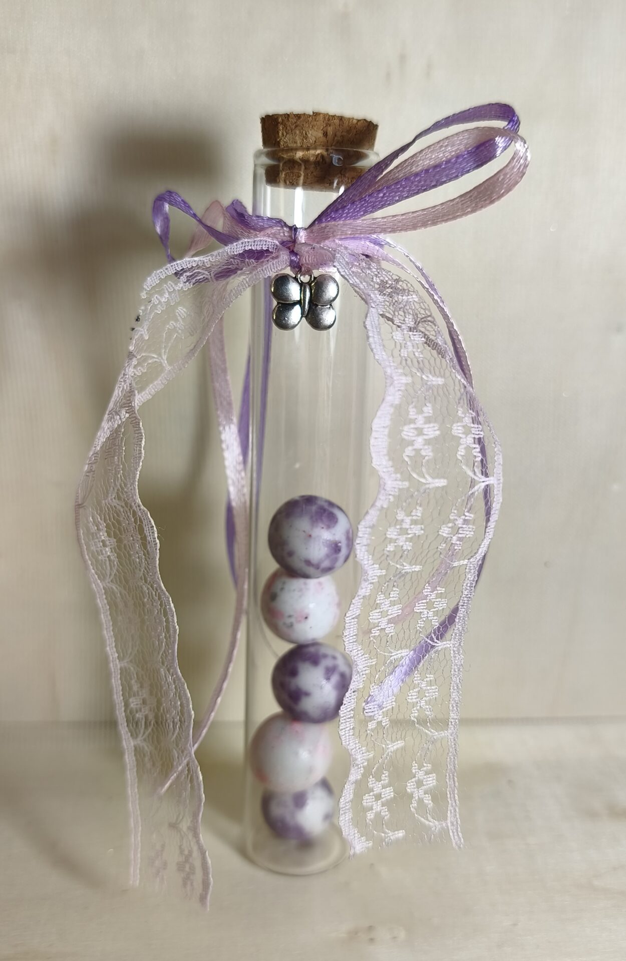 Mπομπονιερα Βαπτισης Δοκιμαστικος Σωληνας+Πεταλουδα Με Δαντελα