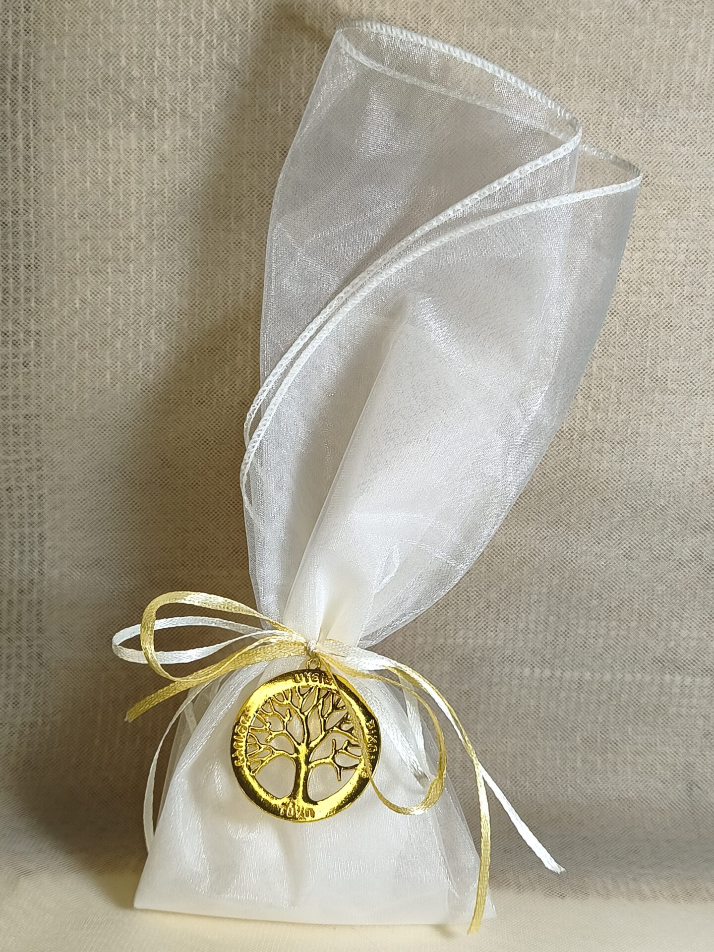 Mπομπονιερα Γαμου Μαντηλι Οργαντινα Με Τελειωμα+Δεντρο Ζωης Με Ευχες