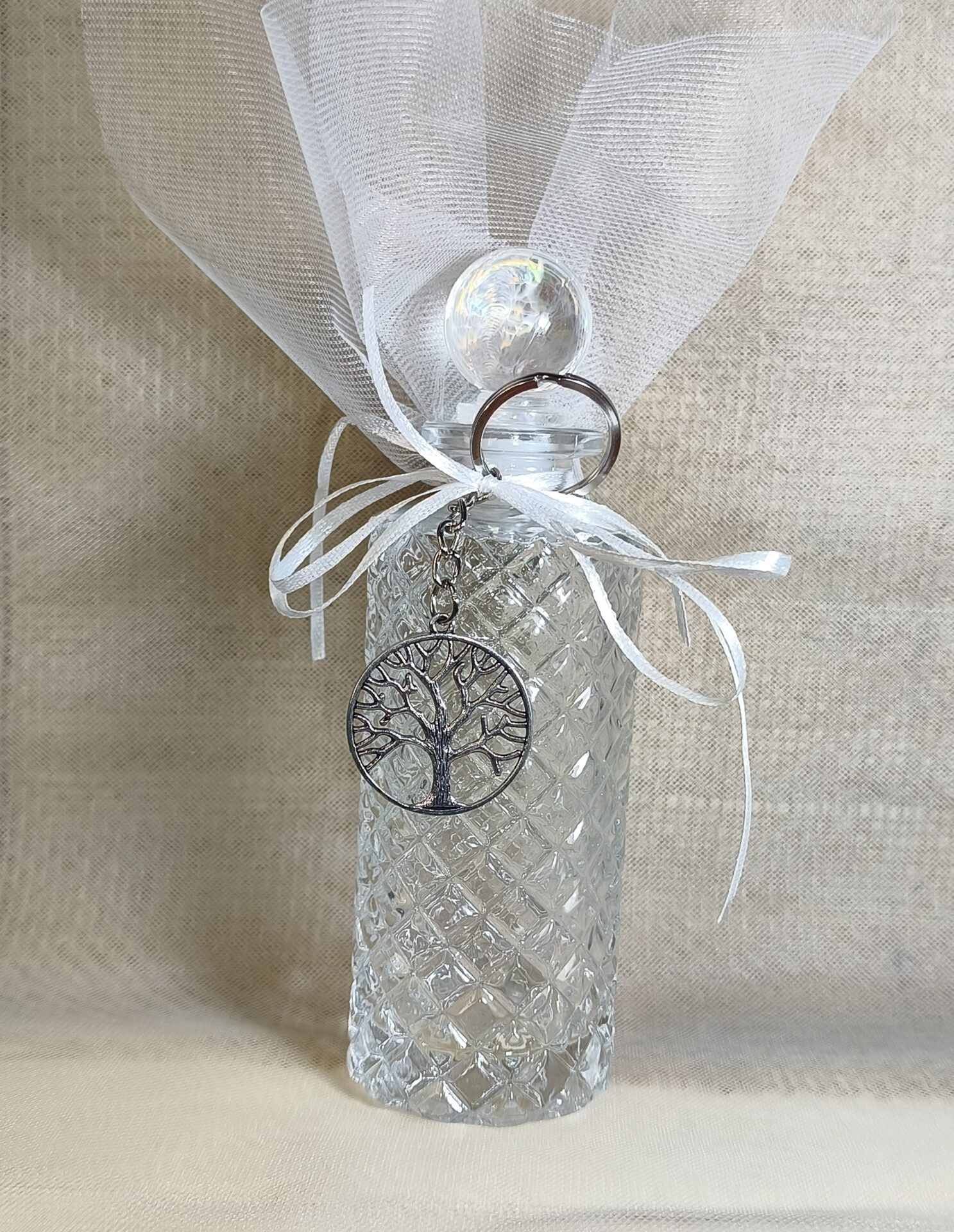 Mπομπονιερα Γαμου Μπουκαλι Λαδιου+Δεντρο Ζωης Μπρελοκ