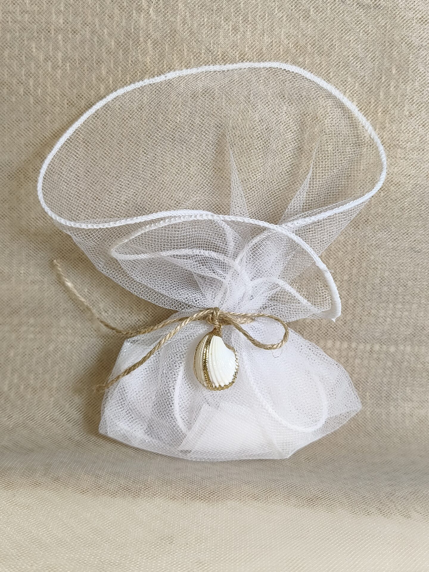 Mπομπονιερα Γαμου Τουλι Με Τελειωμα +Kοχυλι