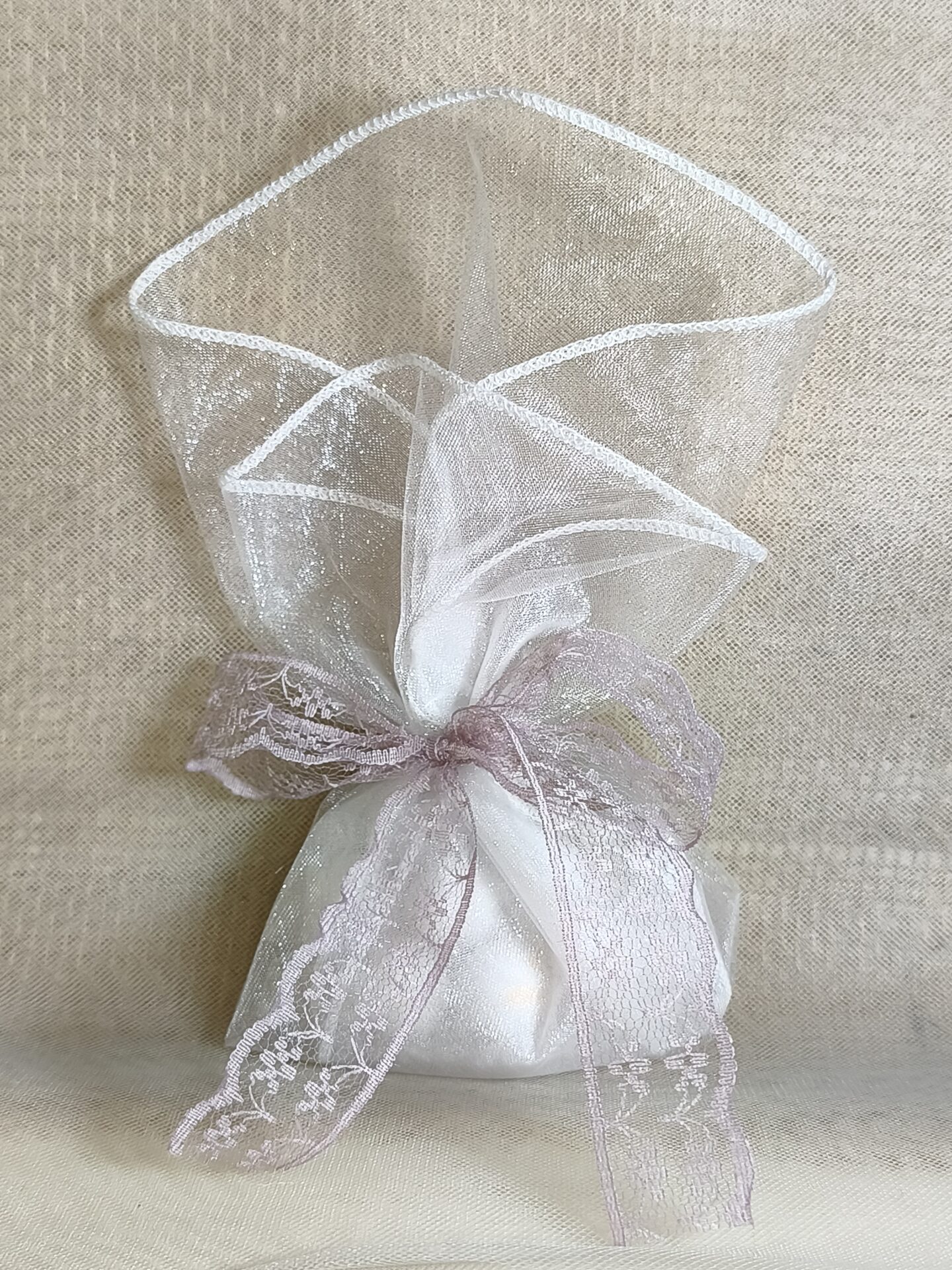 Mπομπονιερα Γαμου Μαντηλι Οργαντινα Με Τελειωμα + Δαντελα