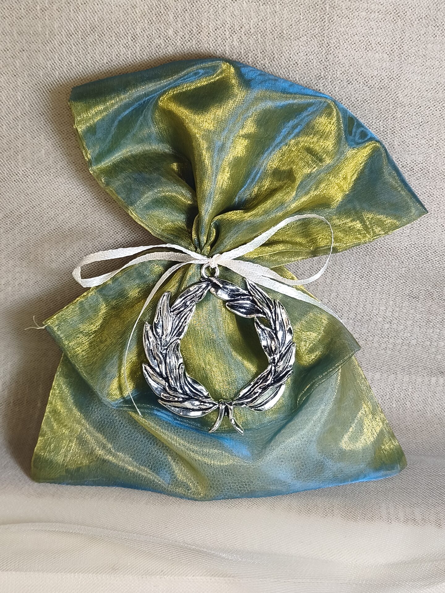 Mπομπονιερα Γαμου Πουγκι Οργαντινε+Στεφανι Ελιας