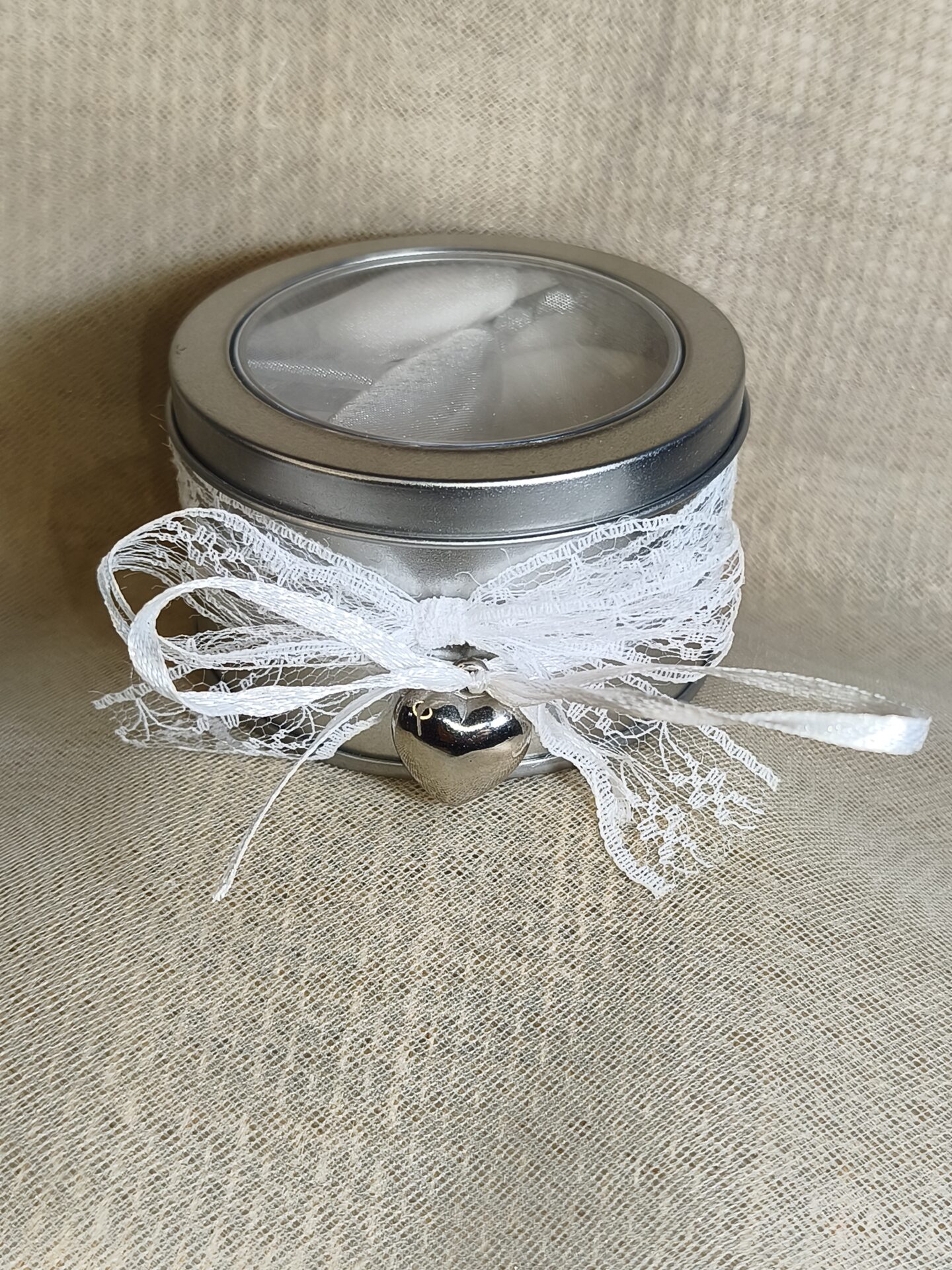 Mπομπονιερα Γαμου Κουτακι+Καρδια Με Δαντελα