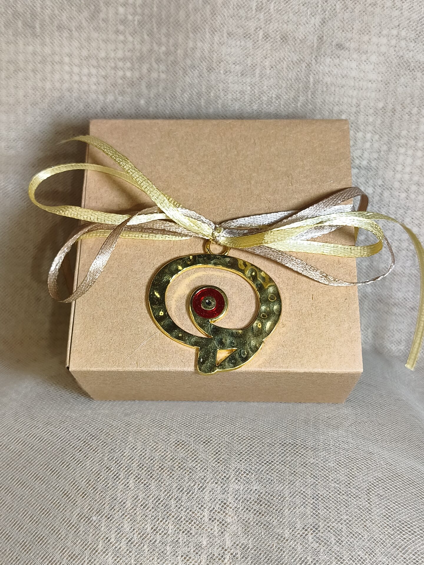 Mπομπονιερα Γαμου Κουτακι Craft +Ροδι Με Ματακι