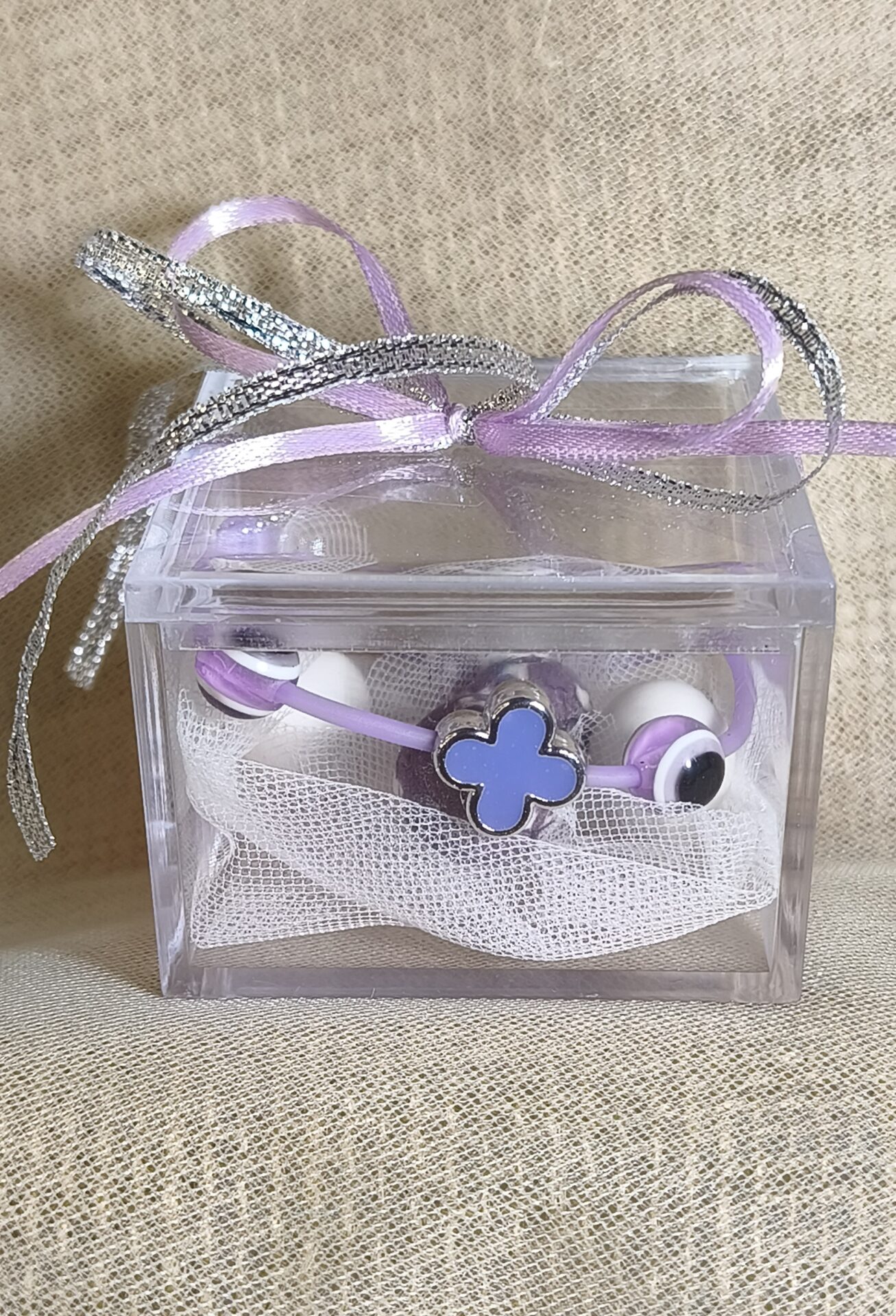 Mπομπονιερα Βαπτισης Κουτακι Plexiglass +Μαρτυρικο Βραχιολακι