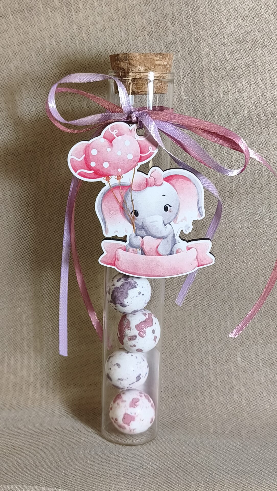 Mπομπονιερα Βαπτισης Δοκιμαστικος Σωληνας+Ελεφαντακι Μαγνητακι