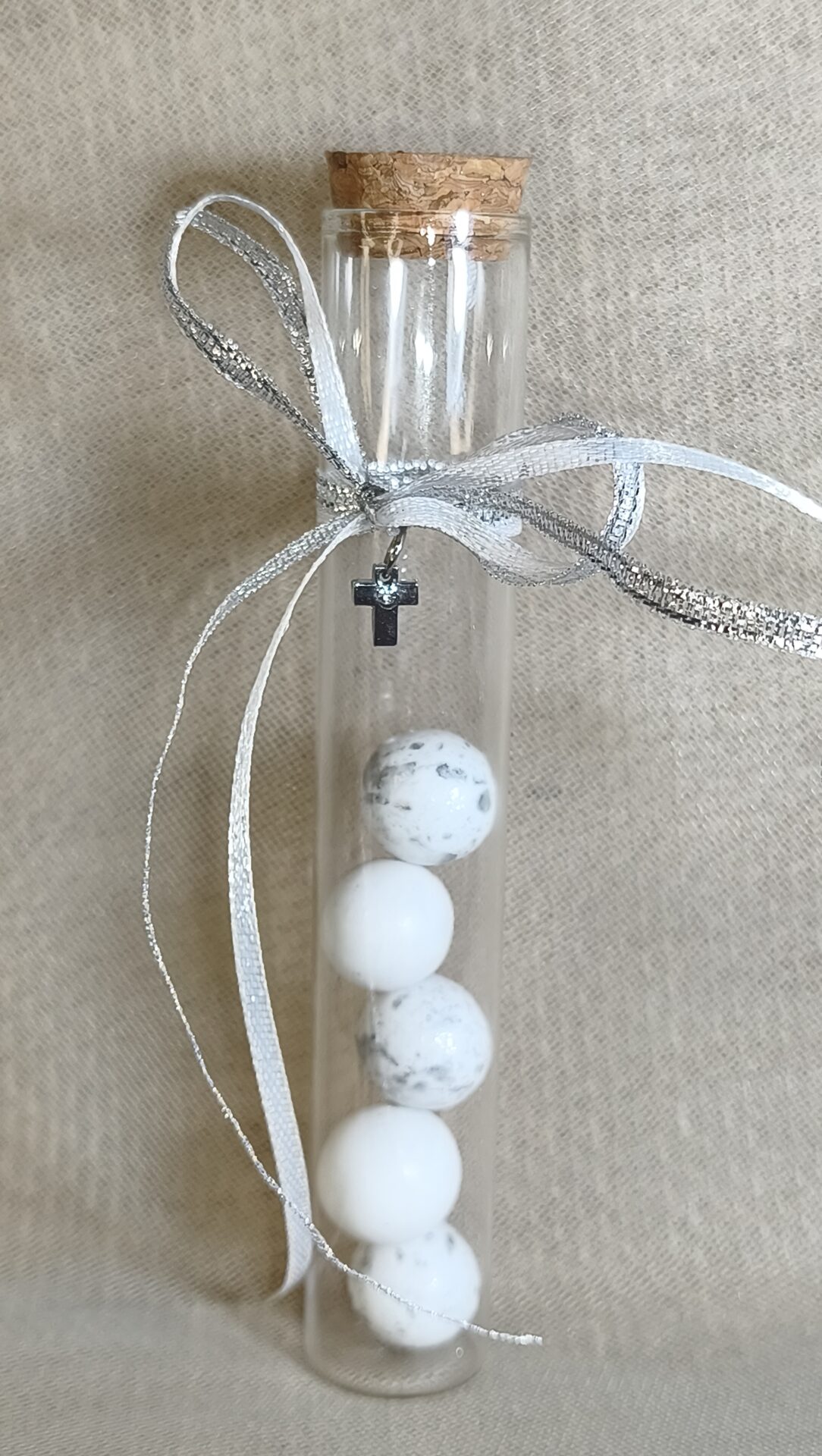 Mπομπονιερα Βαπτισης Δοκιμαστικος Σωληνας+Σταυρος Με Στρας