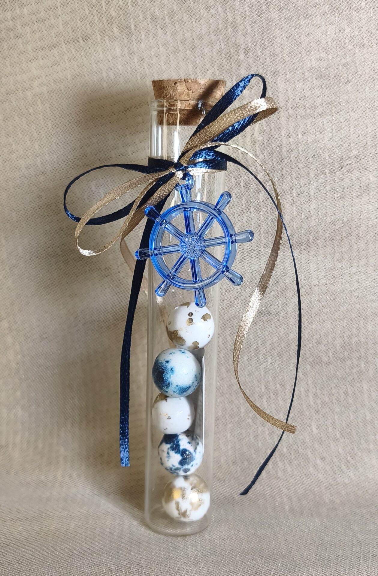 Mπομπονιερα Βαπτισης Δοκιμαστικος Σωληνας +Τιμονι