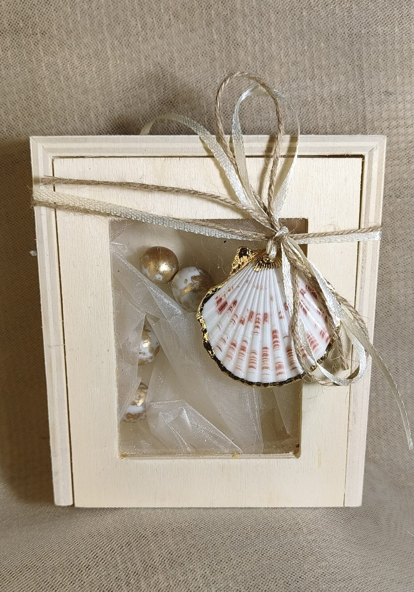 Mπομπονιερα Γαμου Kουτακι Σε Φυσικο Προσκλητηριου+Κοχυλι