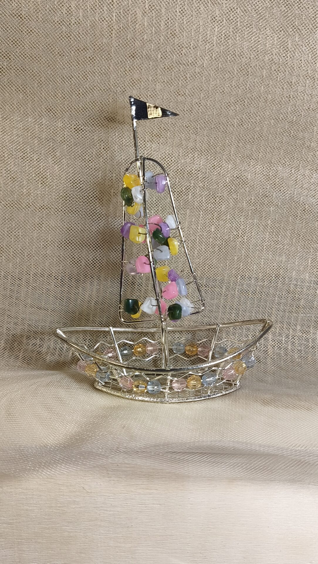 Mπομπονιερα Βαπτισης Καραβακι Με Χαντρες