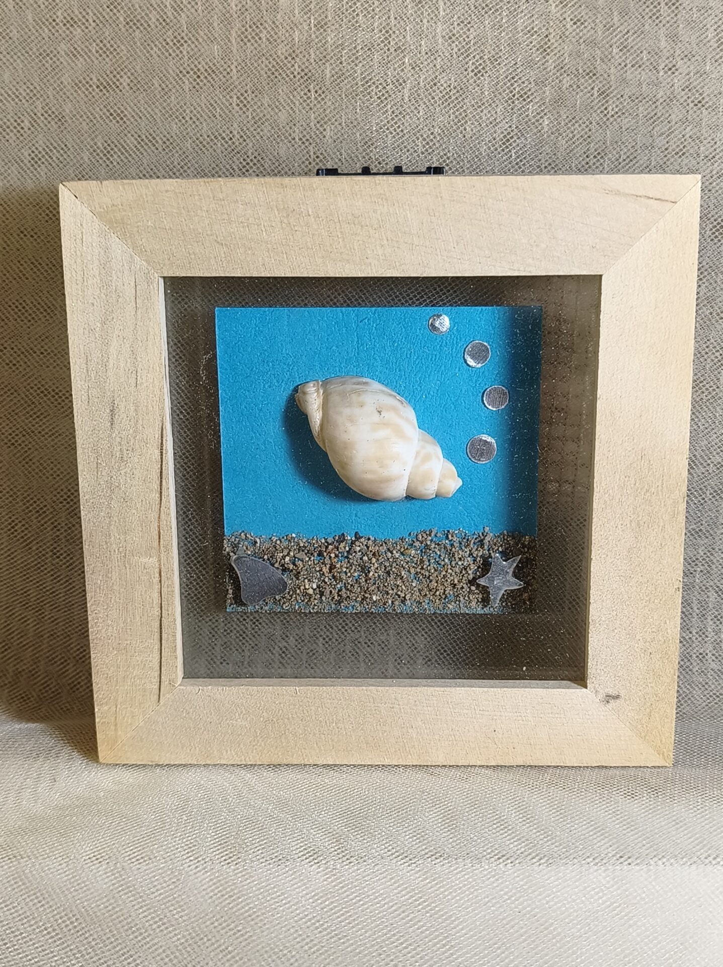 Mπομπονιερα Βαπτισης Καδρακι Με Κοχυλια