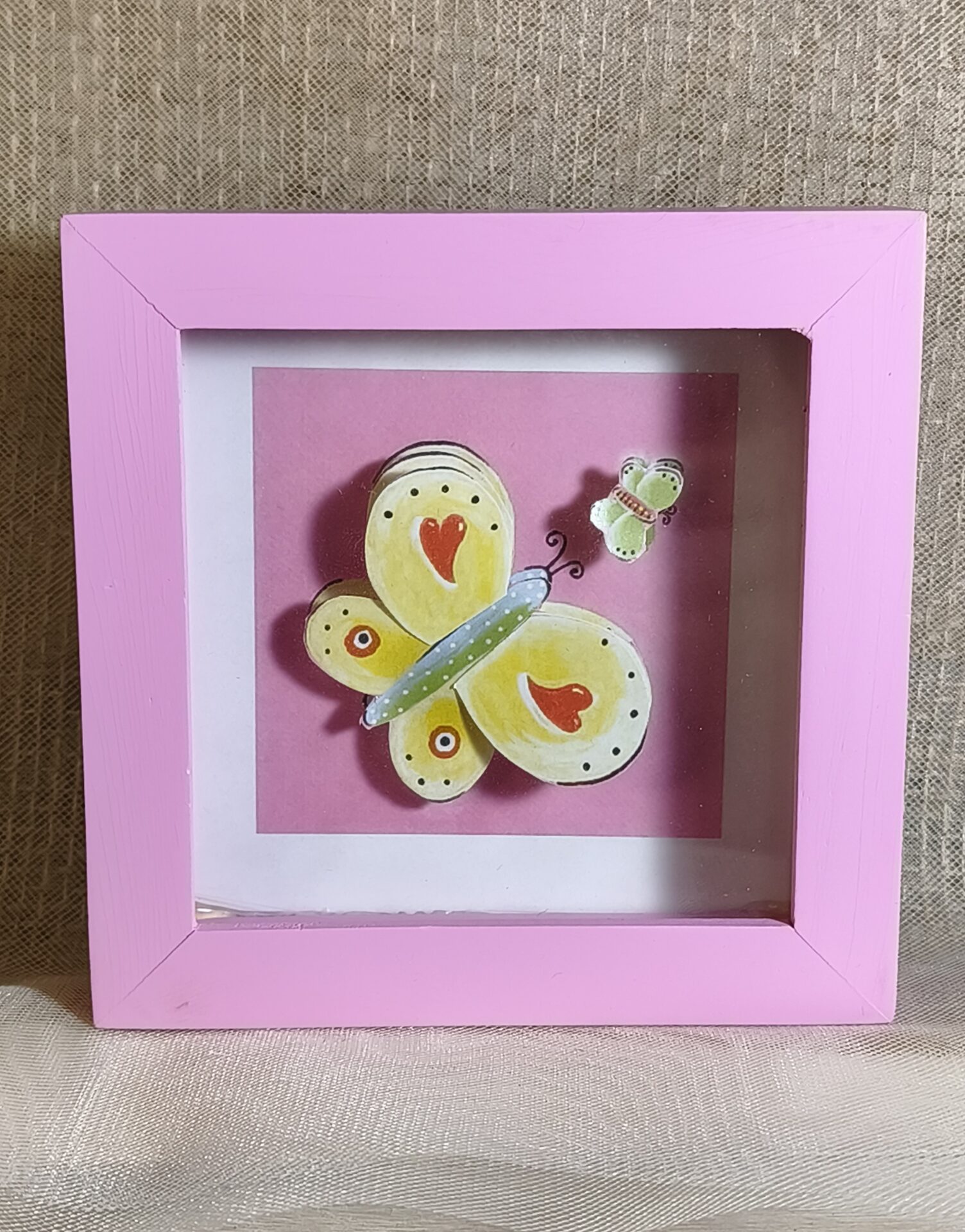 Μπομπονιερα Βαπτισης Πεταλουδα Καδρακι