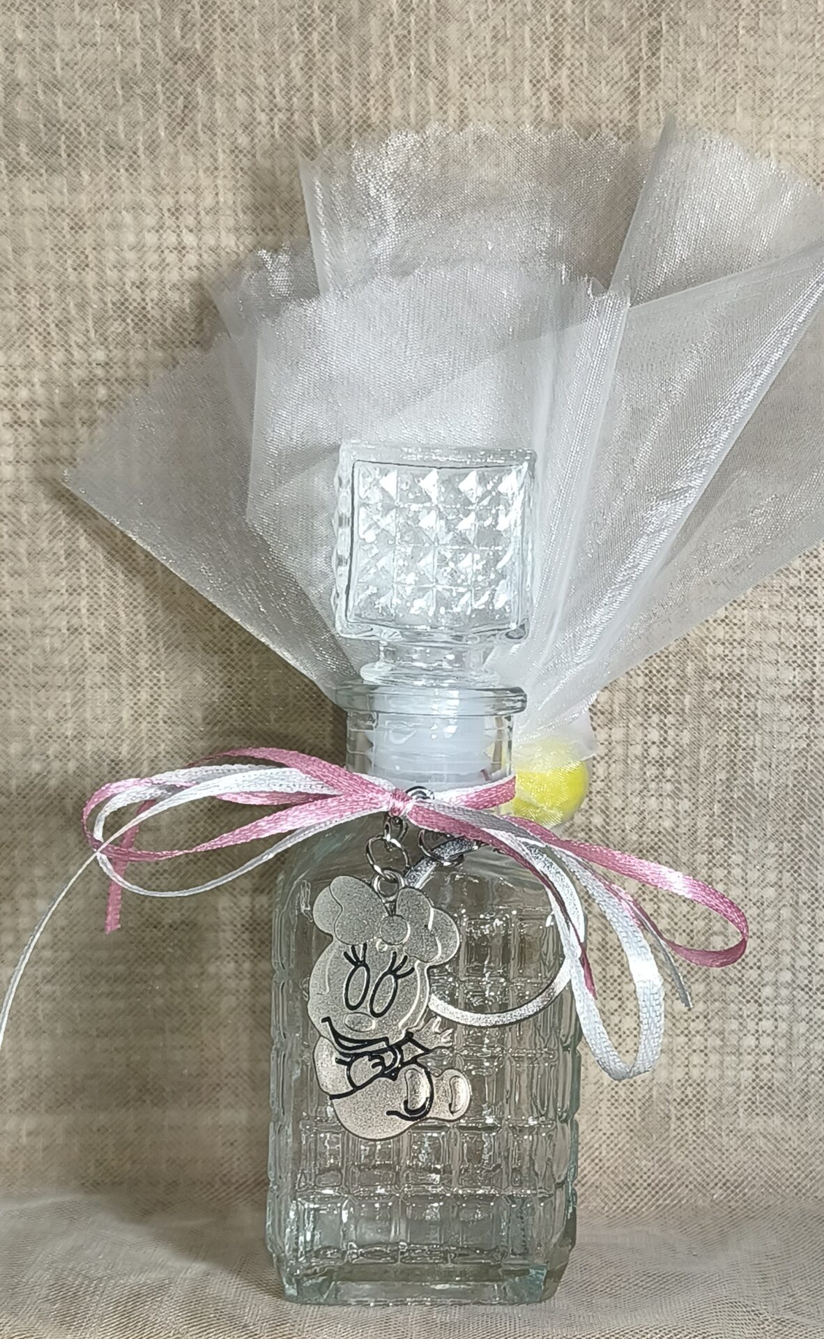 Μπομπονιερα Βαπτισης Μπουκαλακι Λαδιου 100ml+Μπρελοκ Baby Minnie