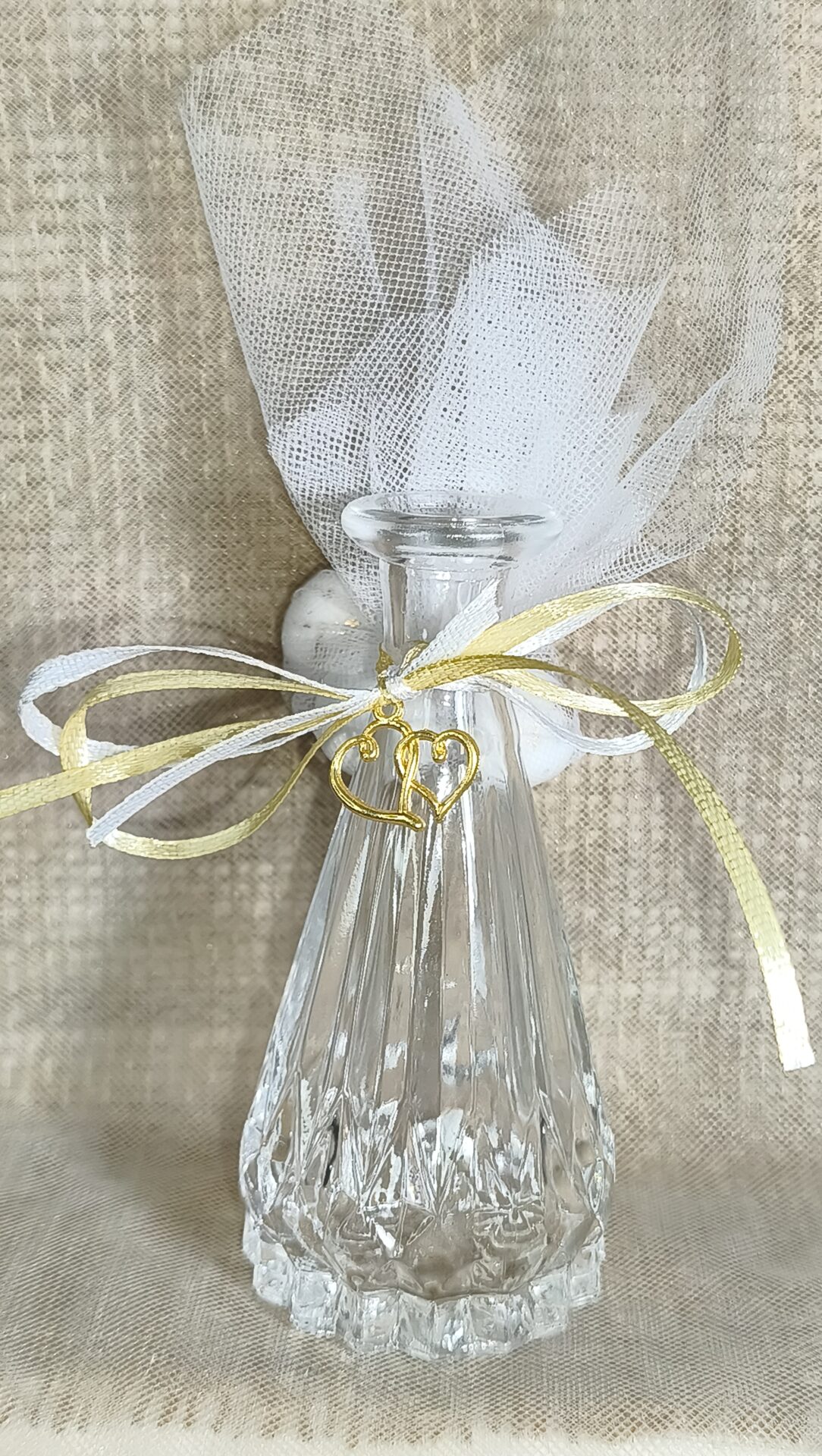 Mπομπονιερα Βαπτισης Βαζακι Αναγλυφο 120ml+Καρδια Διπλη