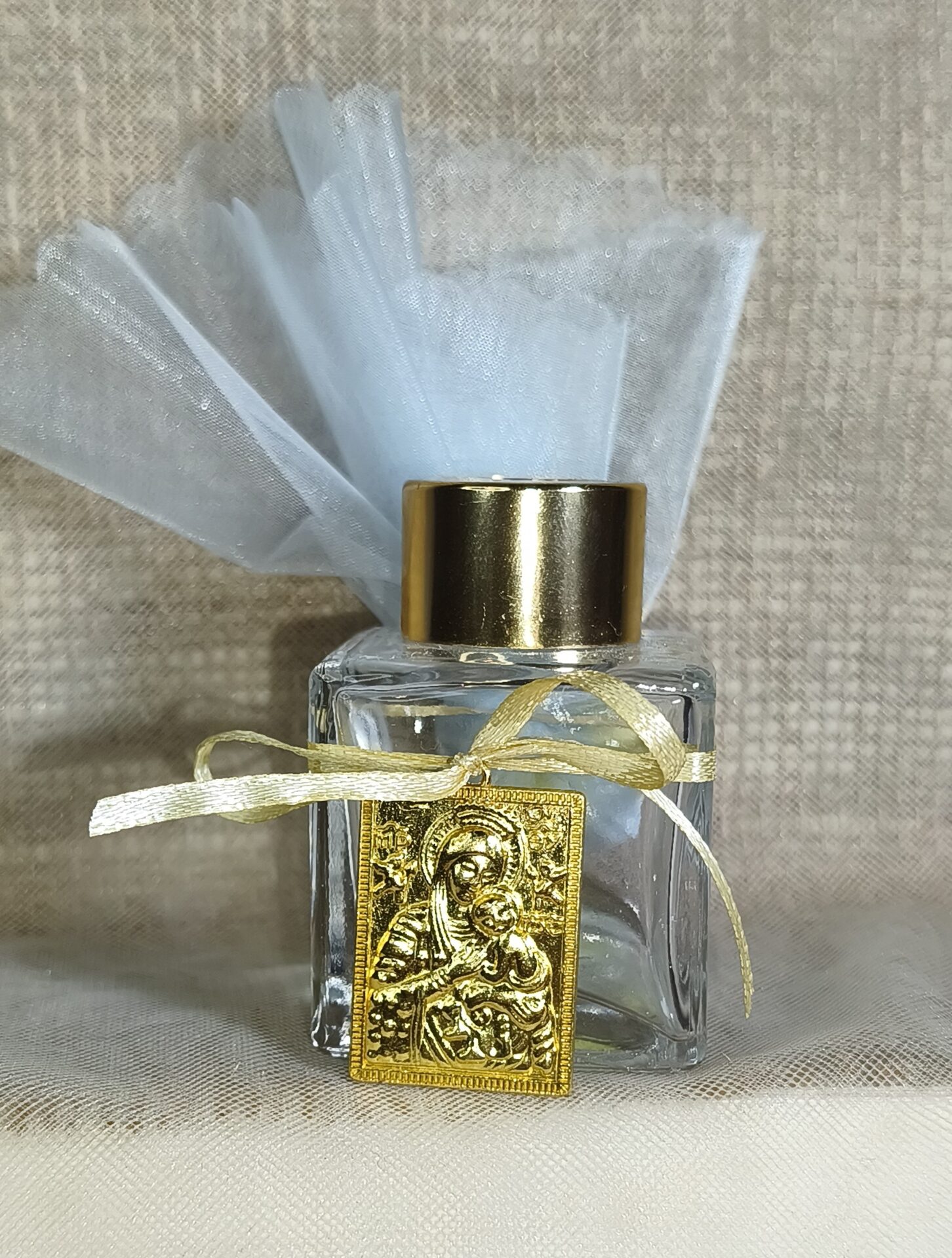 Μπομπονιερα Βαπτισης Μπουκαλι Αρωματος 50ml+Εικονακι