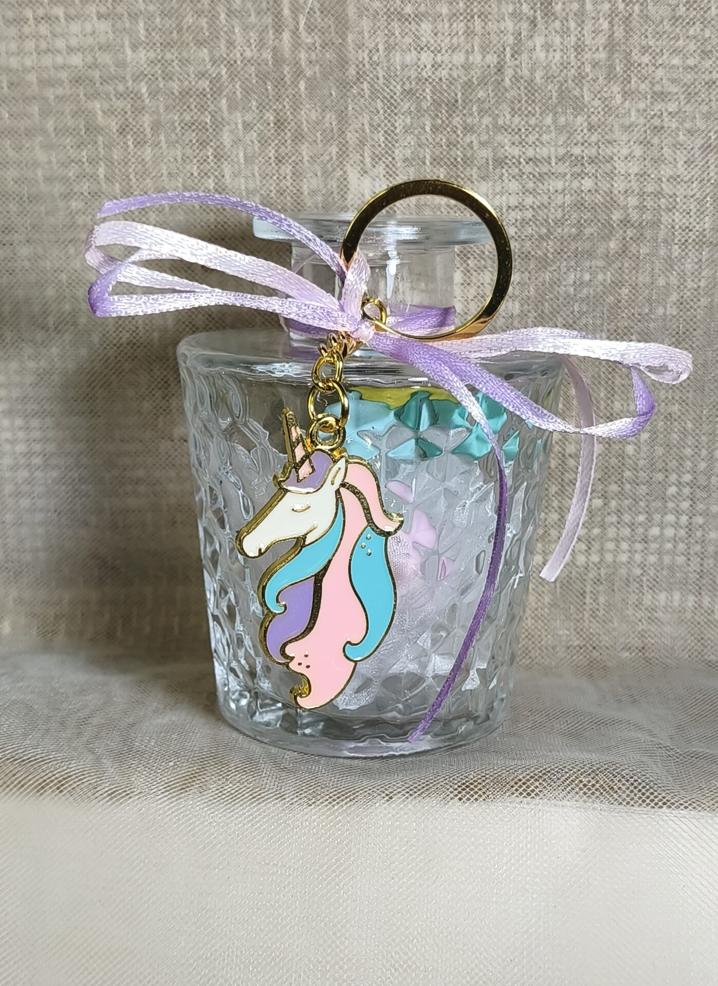 Μπομπονιερα Βαπτισης Βαζακι Μονοκερος Μπρελοκ