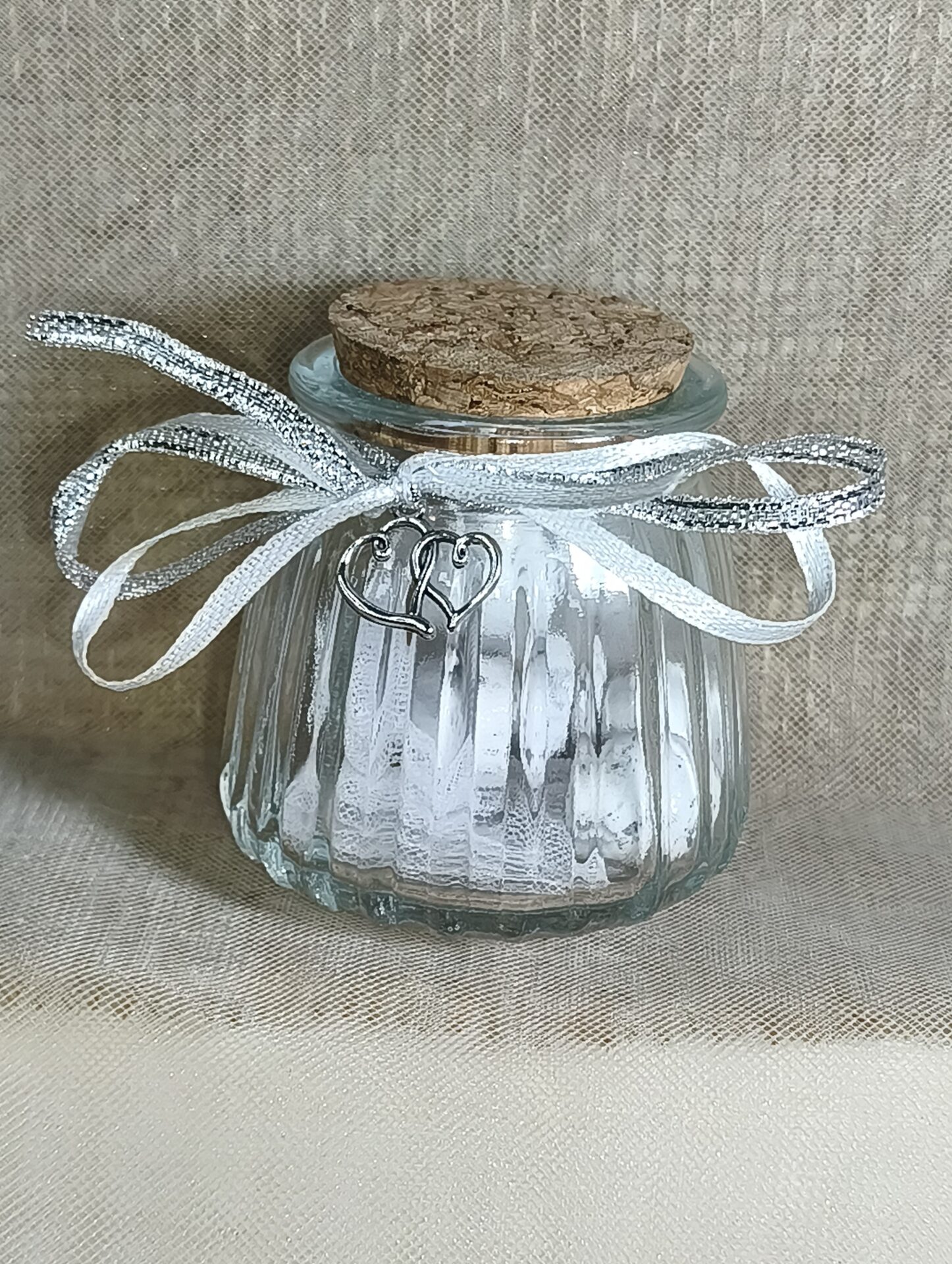 Μπομπονιερα Γαμου Βαζακι Αναγλυφο+Διπλη Καρδια