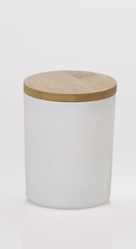 Μπομπονιερα Βαζακι με ξυλινο Καπακι Λευκο