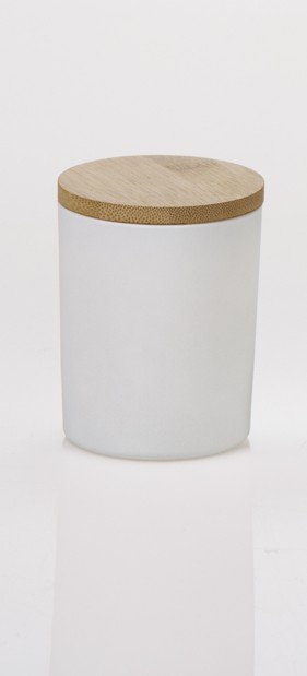 Μπομπονιερα Βαζακι με ξυλινο Καπακι Λευκο