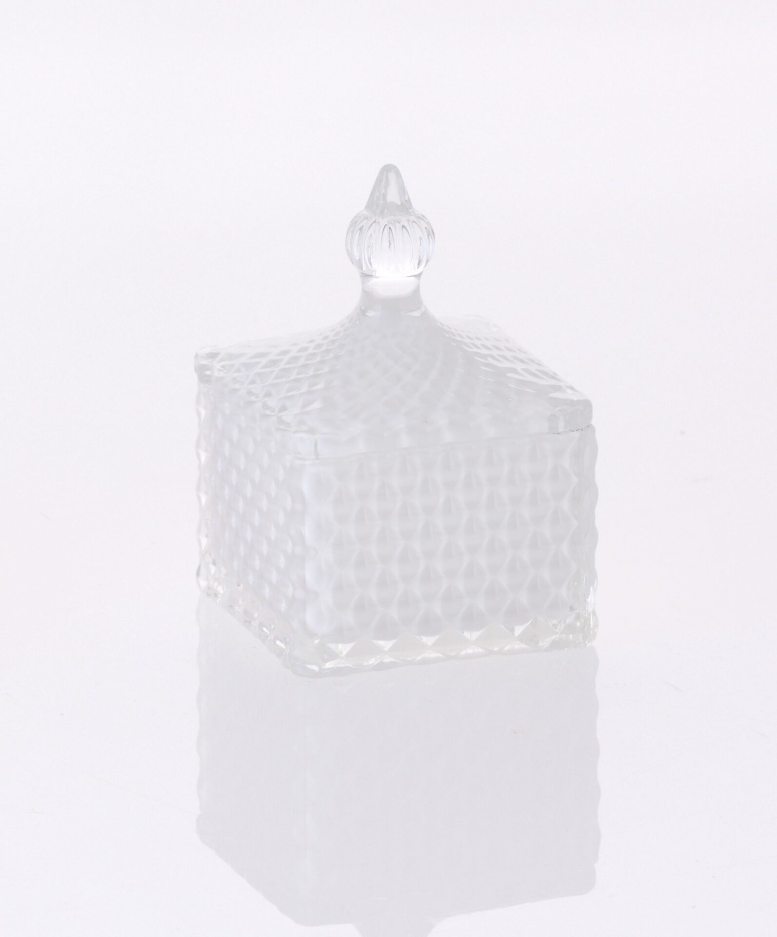 Mπομπονιερα Γυαλινη Φοντανιερα Tετραγωνη Λευκη