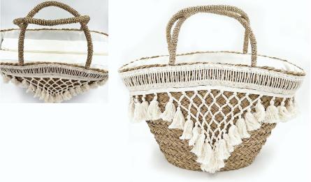 ΨΑΘΙΝΗ ΤΣΑΝΤΑ BOHO ΦΟΔΡΑΡΙΣΜΕΝΗ ΜΕ ΦΕΡΜΟΥΑΡ