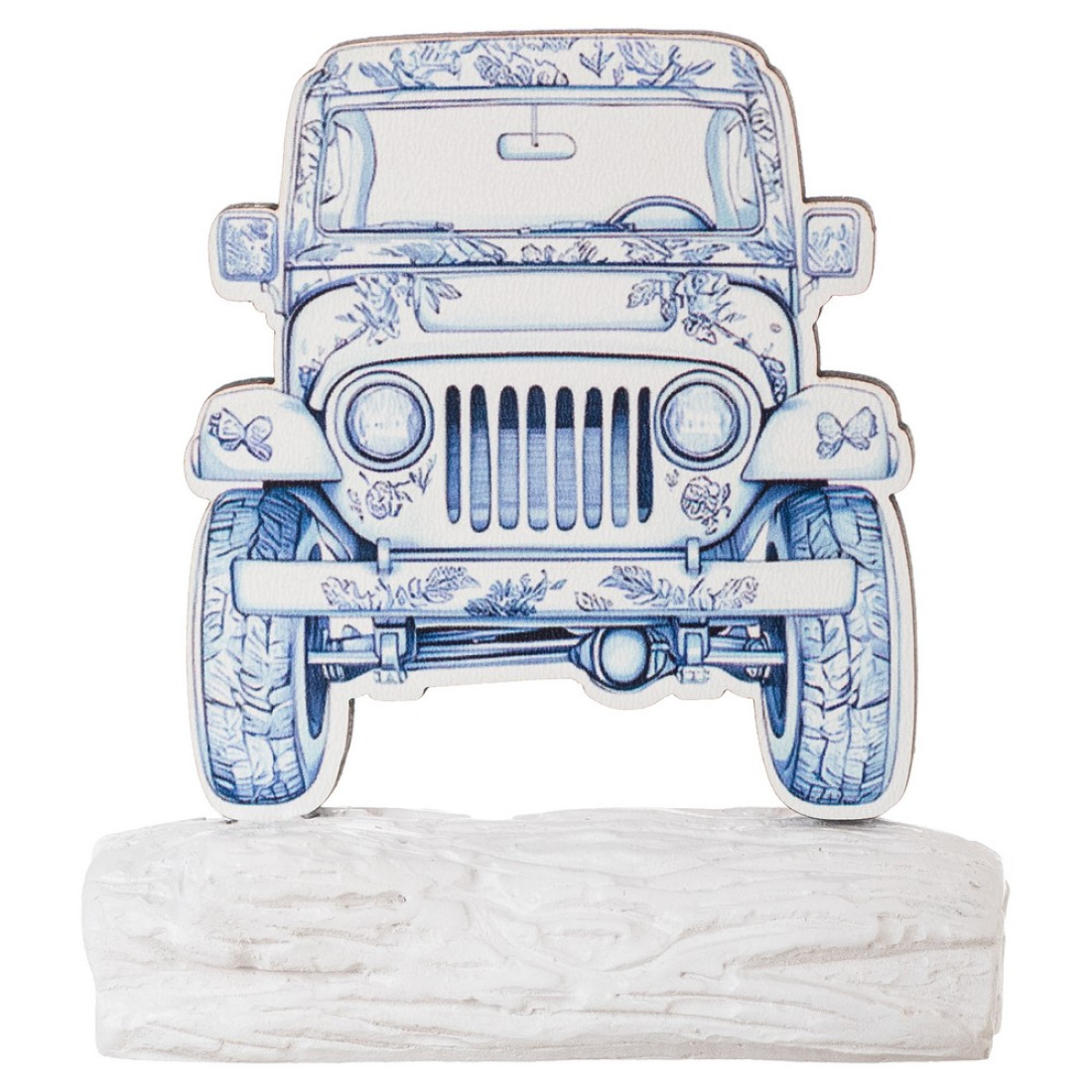 Mπομπονιερα Βαπτισης Κεραμικό Βραχάκι με Αυτοκινητο