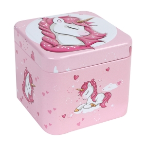 Mπομπονιερα Βαπτισης Μεταλλικο Κουτακι Μονοκερος