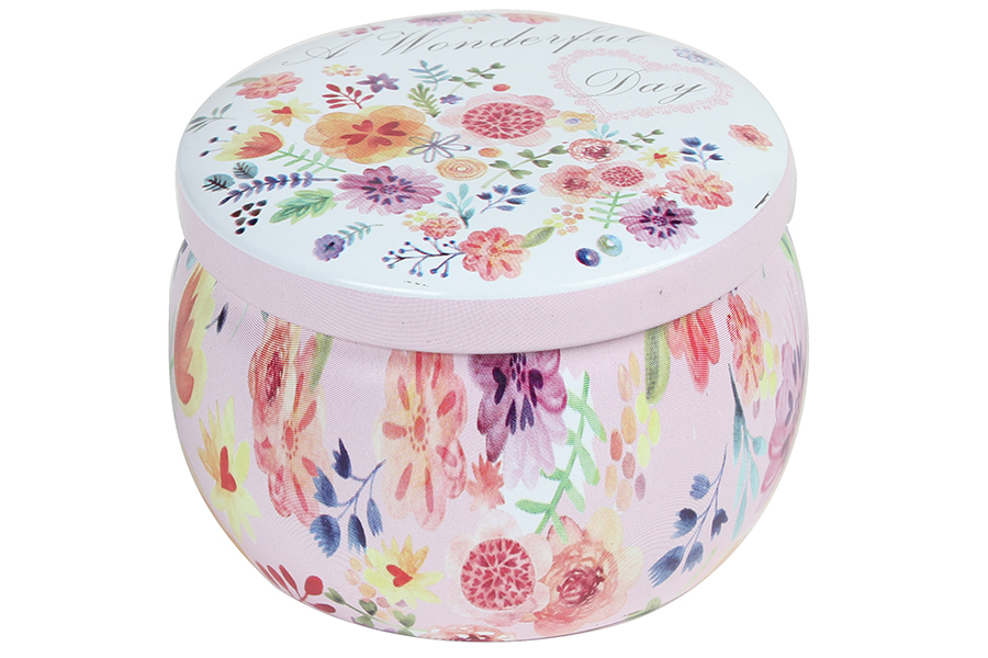 Mπομπονιερα Βαπτισης Μεταλλικο Κουτακι Λουλουδια