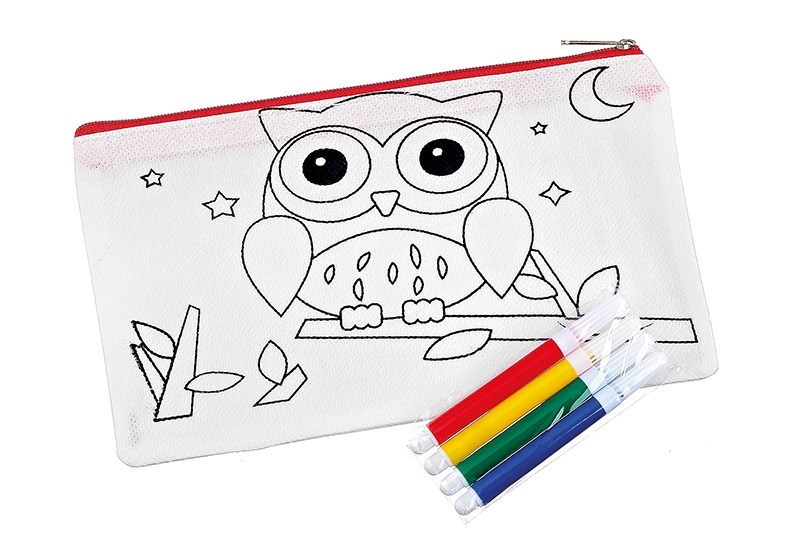 Mπομπονιερα Βαπτισης Υφασματινη Κασετινα Κουκουβαγια Με Μαρκαδορους