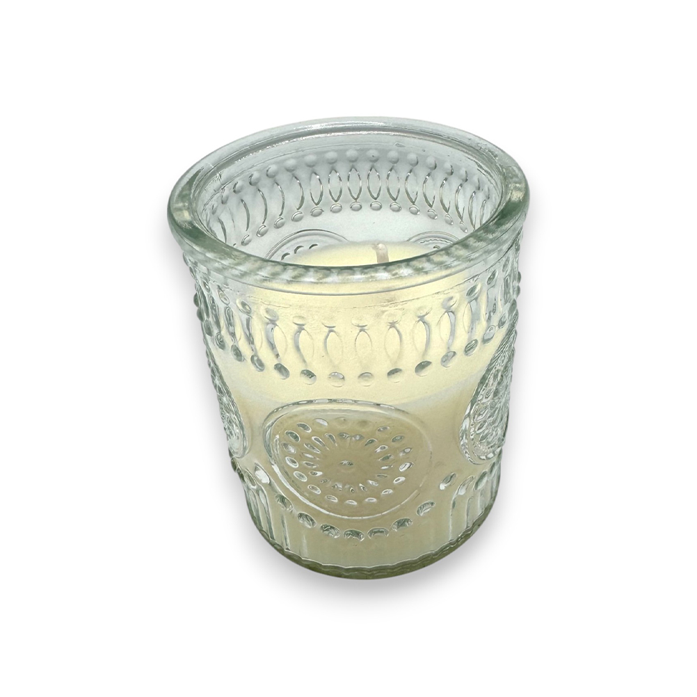 Mπομπονιερα Βαπτισης Κερι Αρωματικο Σε Αναγλυφο Βαζακι