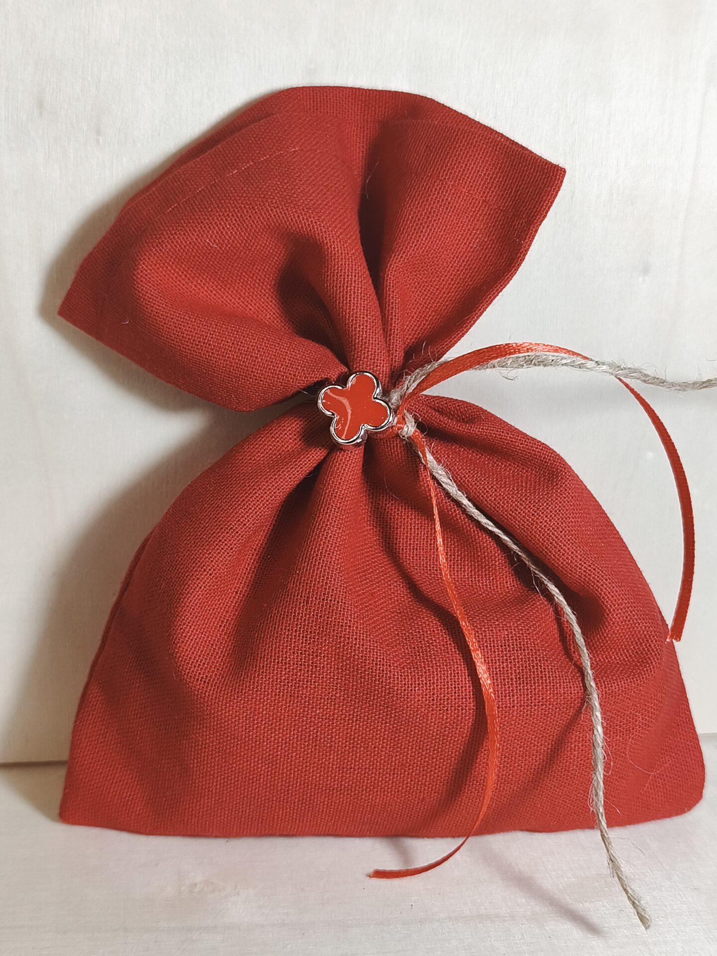 Mπομπονιερα Βαπτισης Πουγκι Βαμβακερο+Σταυρος