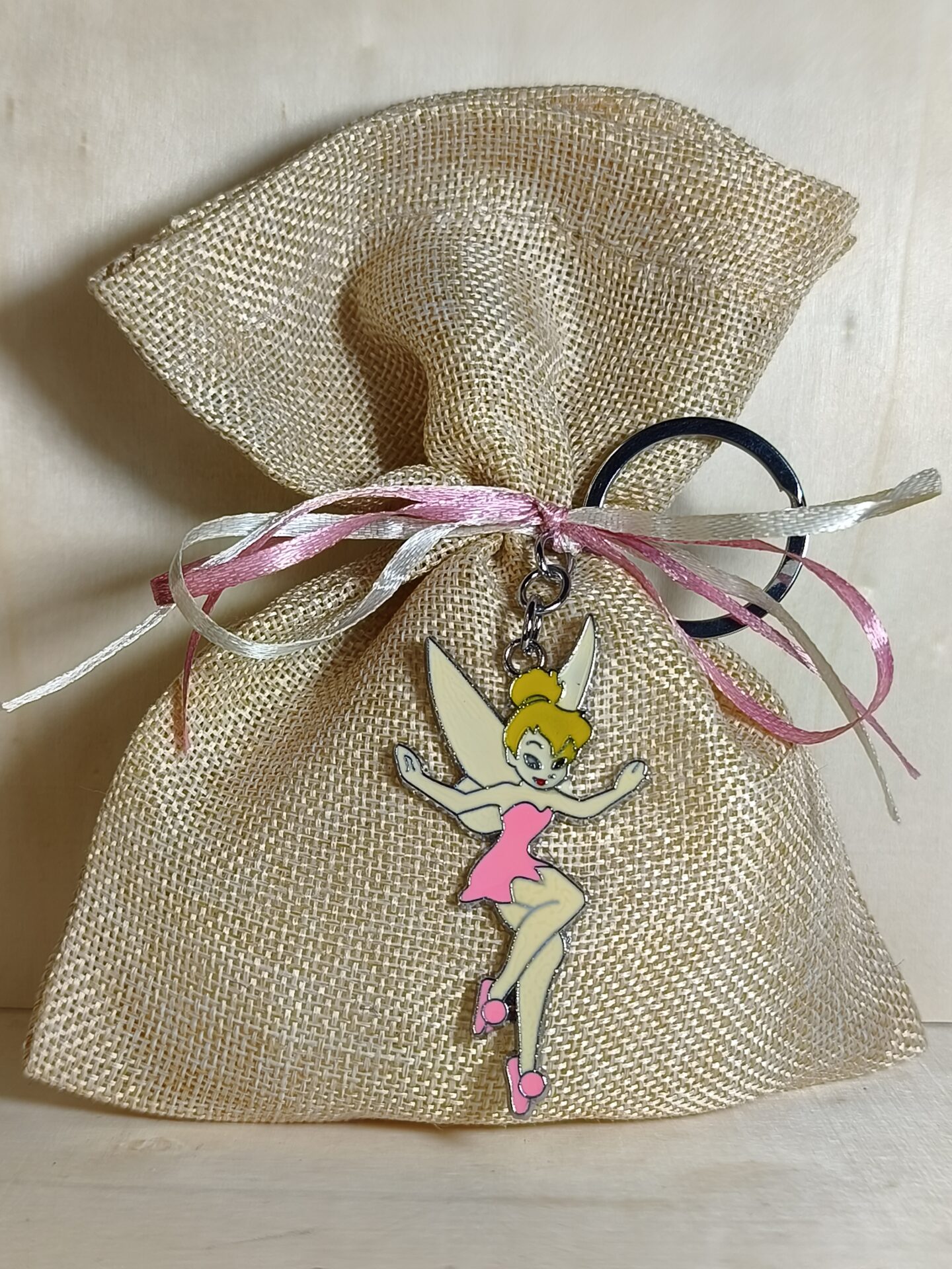 Mπομπονιερα Βαπτισης Πουγκι Καμβας+Tinkerbell Μπρελοκ