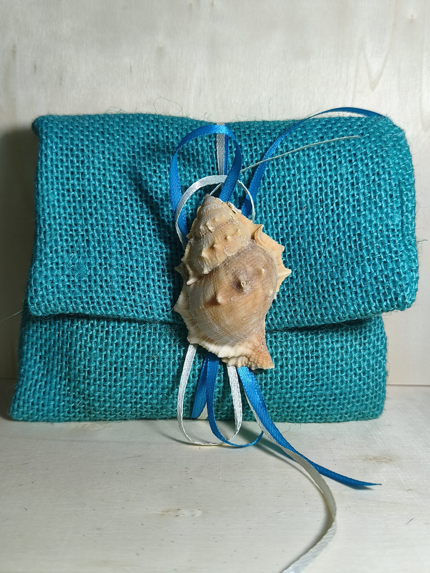 Mπομπονιερα Βαπτισης Πουγκι Λινατσα+Κοχυλι