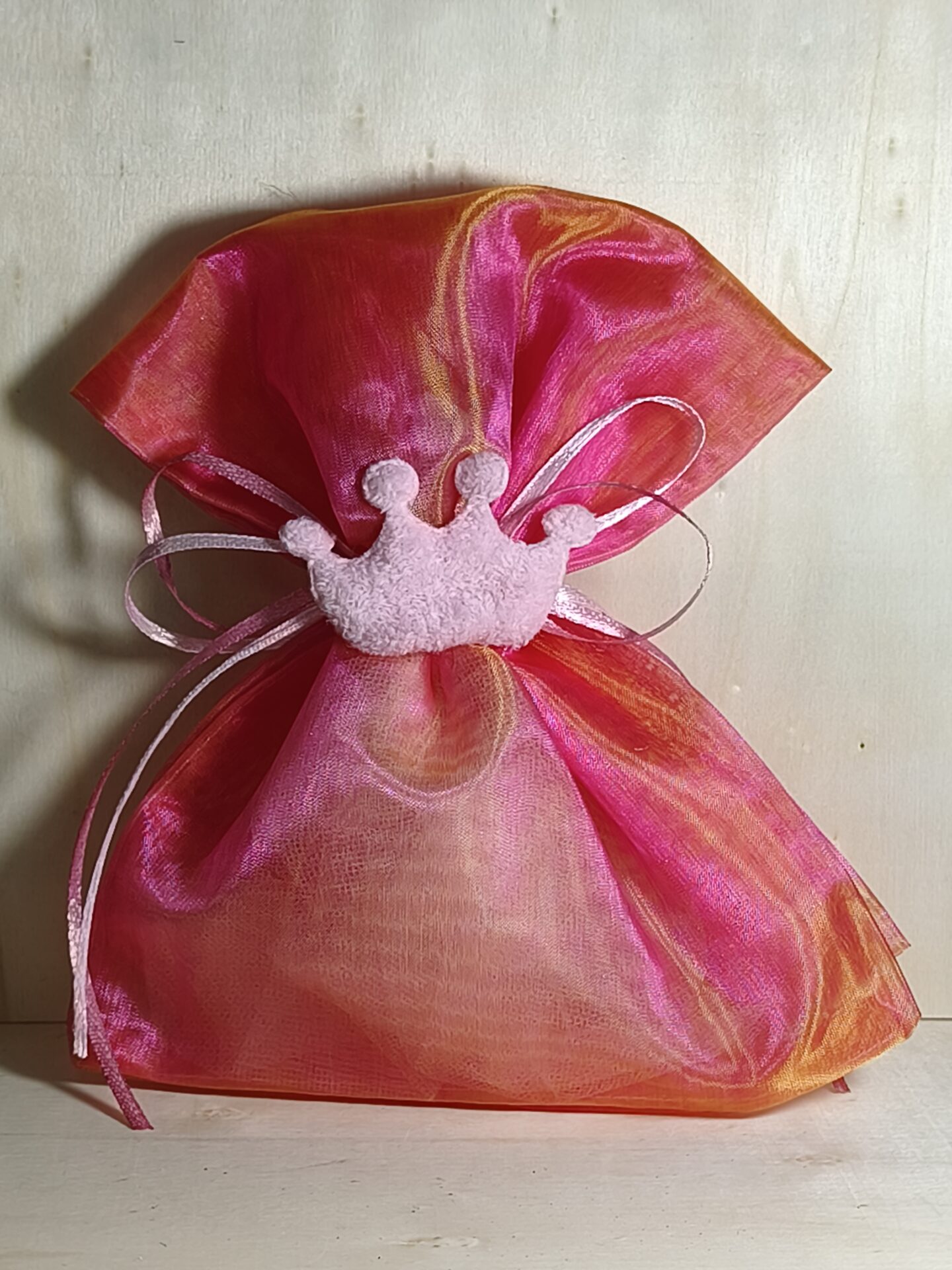 Mπομπονιερα Βαπτισης Πουγκι Οργαντινε+Κορωνα