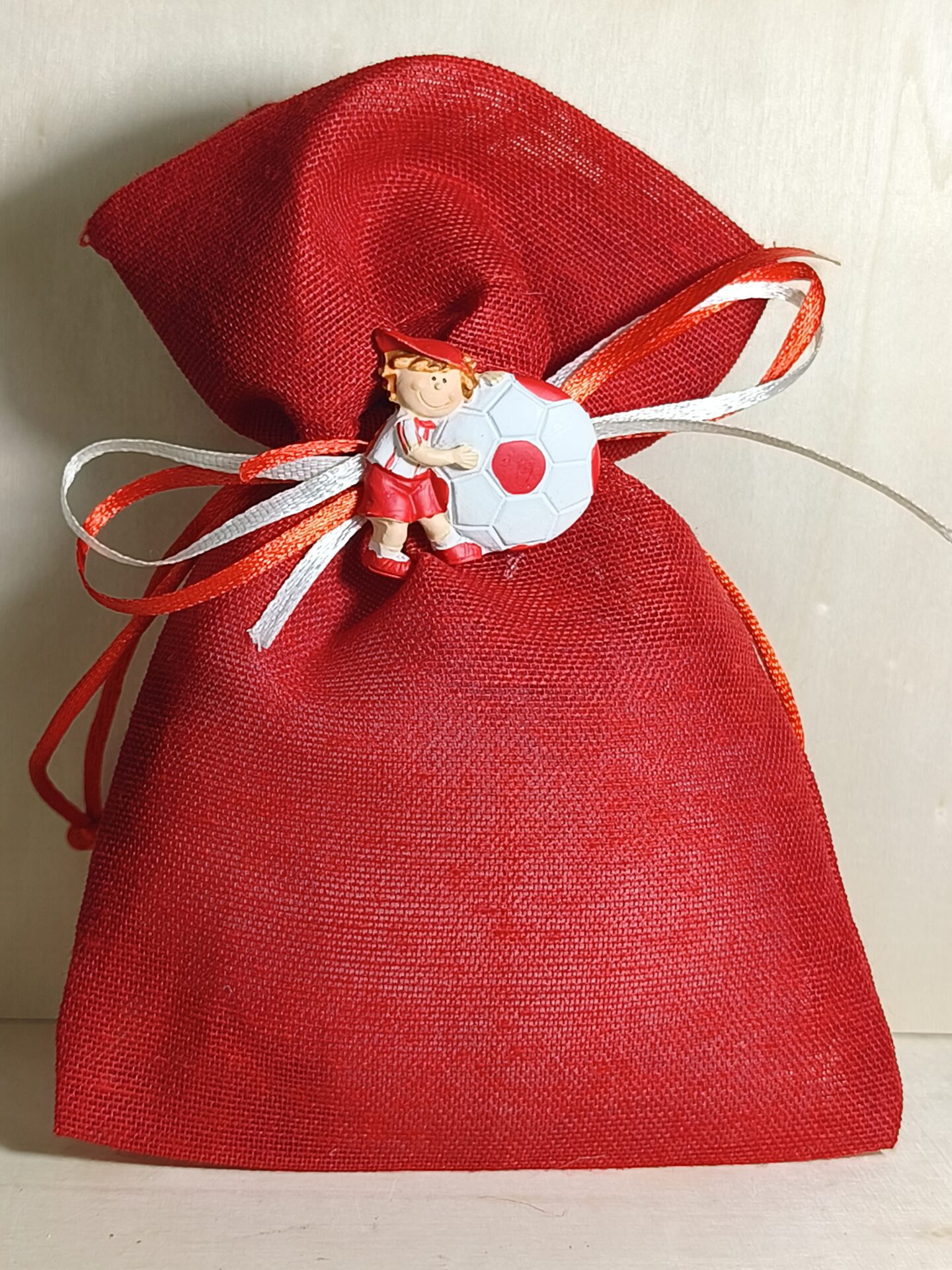 Mπομπονιερα Βαπτισης Πουγκι Γαζα+Ποδοσφαιριστης