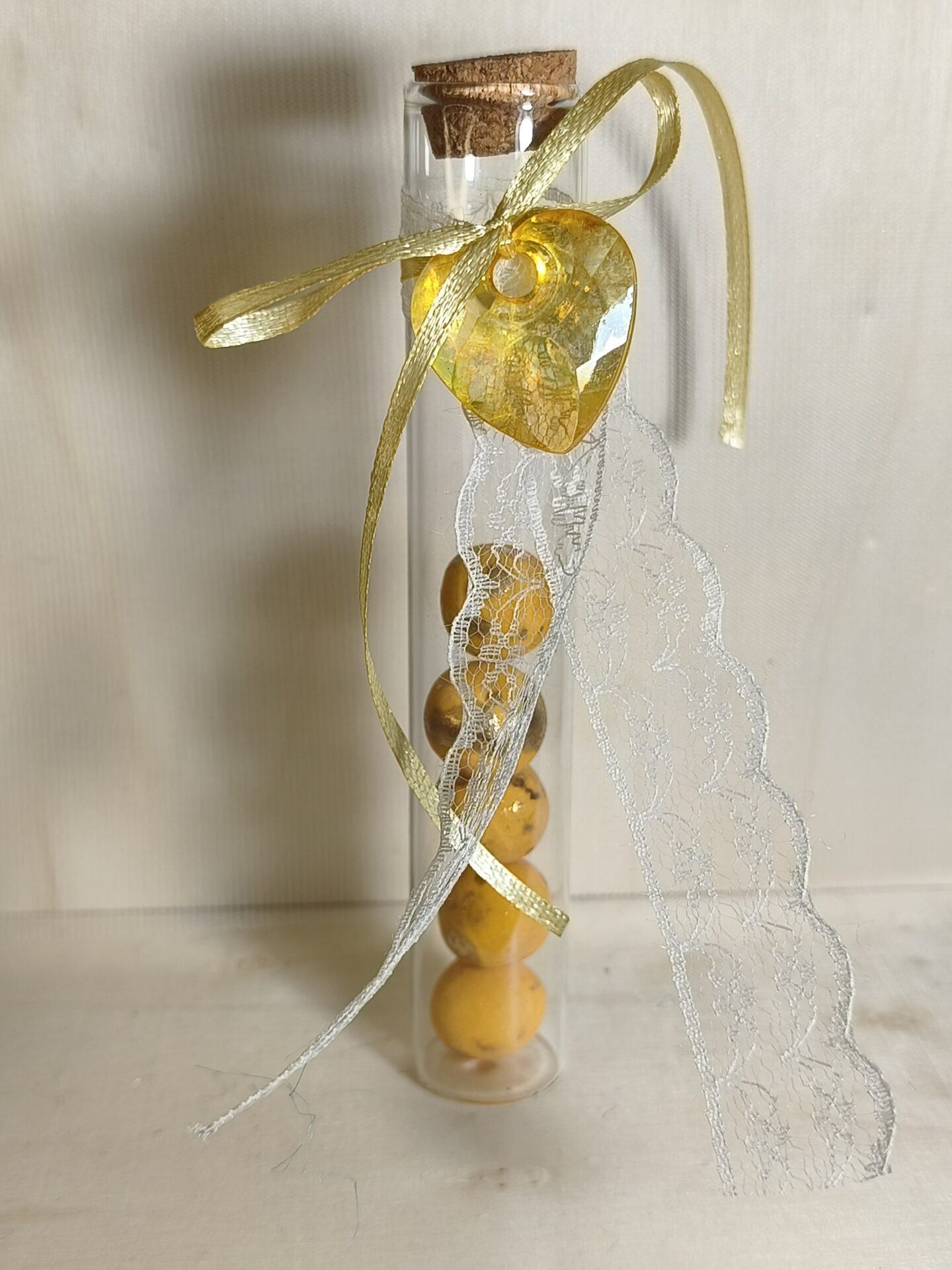 Mπομπονιερα Γαμου Δοκιμαστικος Σωληνας+Καρδουλα Με Δαντελα