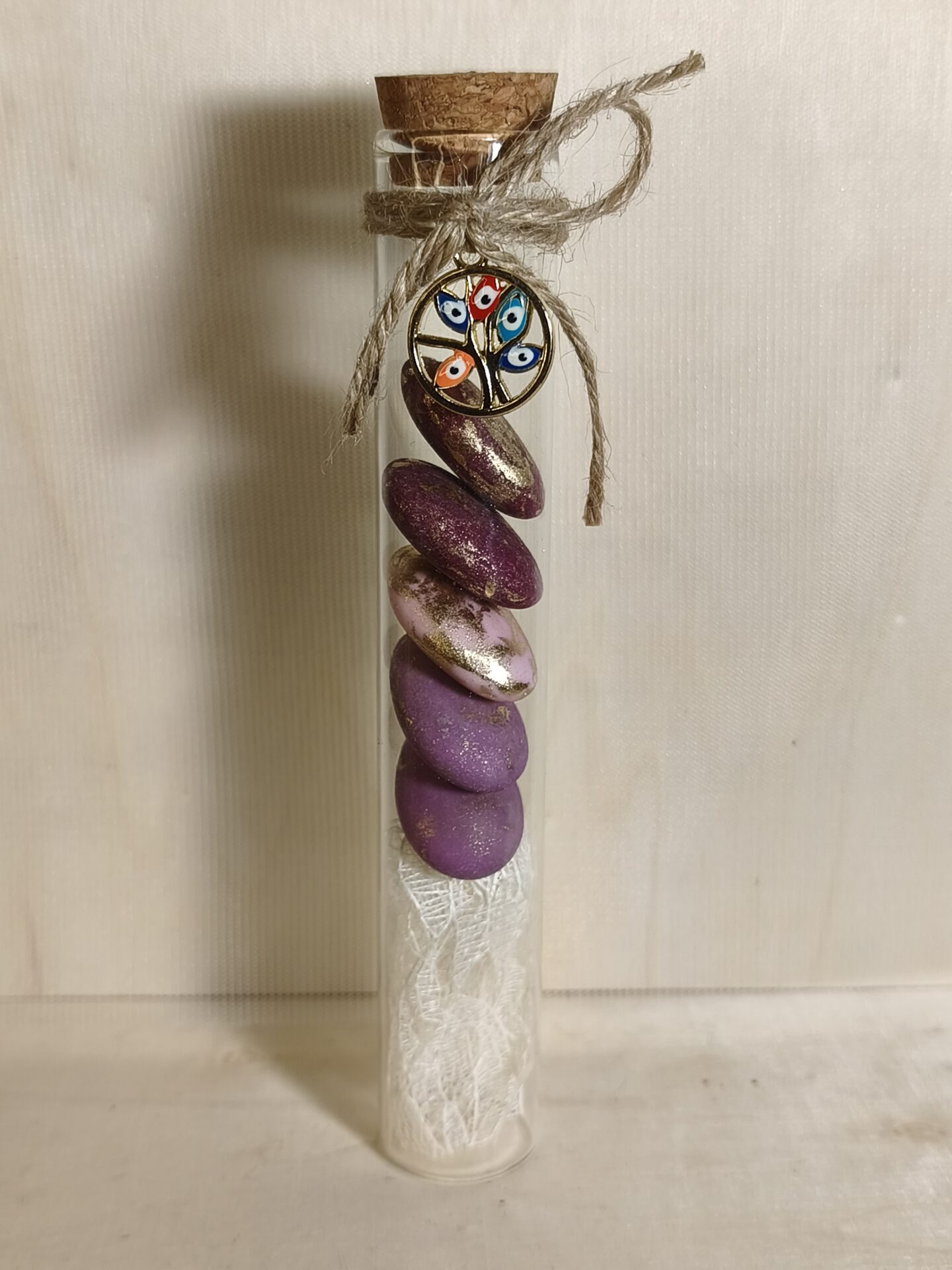 Mπομπονιερα Γαμου Δοκιμαστικος Σωληνας+Δεντρο Ζωης Ματακια Με Δαντελα